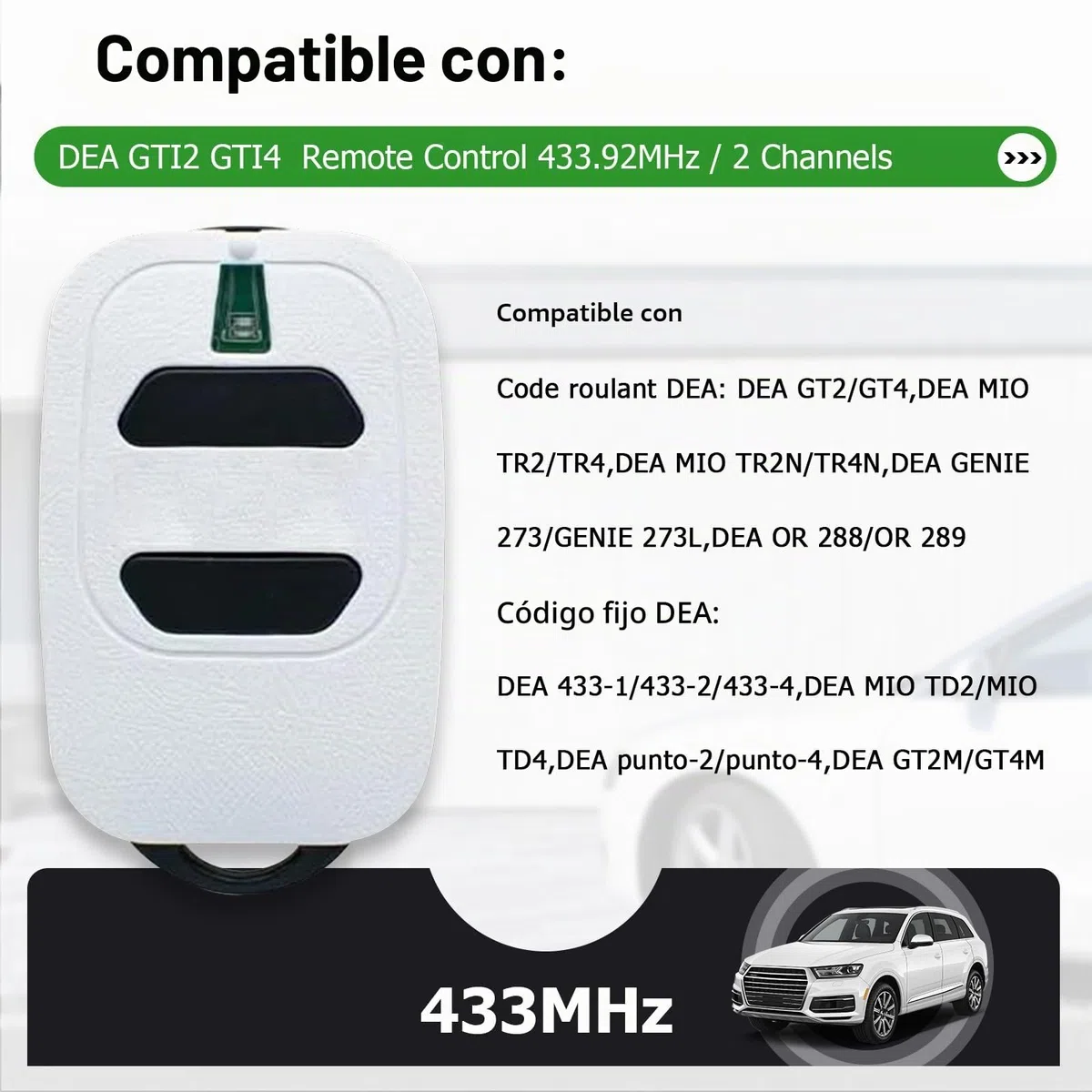 DEA GTI2 - Llavero con mando a distancia para puerta de garaje (433,92 MHz)