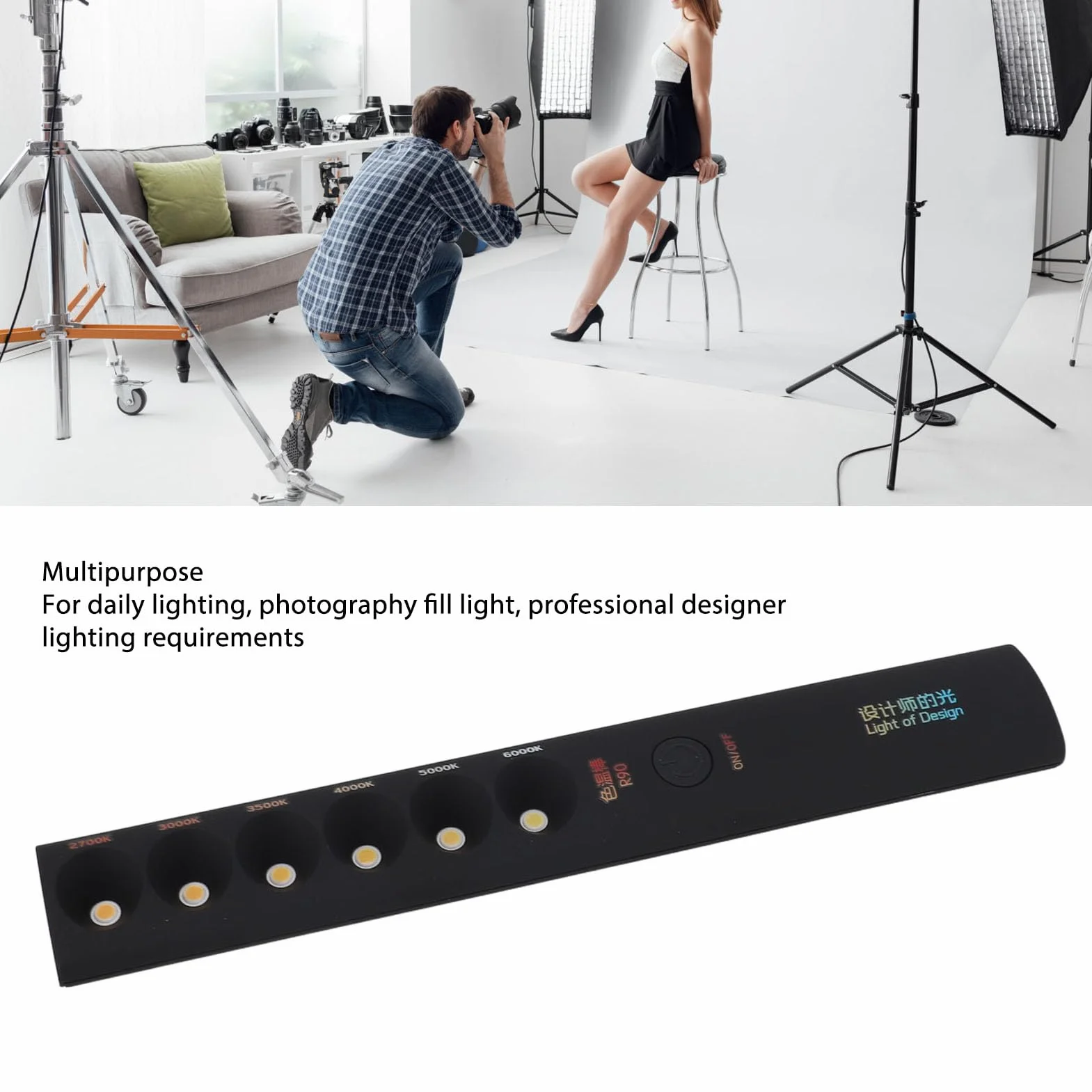 Luz de Imagen Portátil Profesional Profesional 6 Modos de Temperatura de Color Palo de Luz para Iluminación Diaria, Varita de Video Recargable para Diseñadores Profesionales