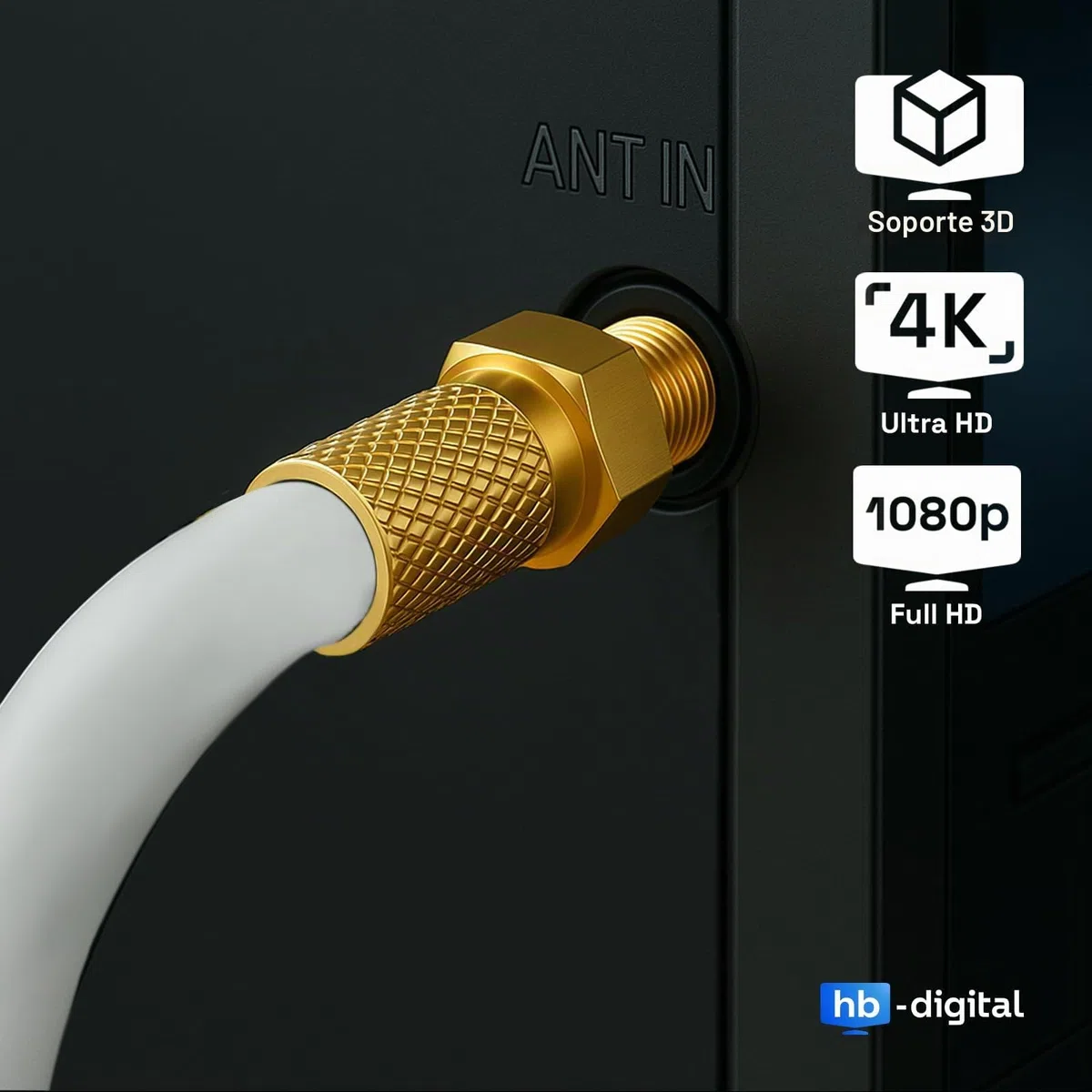 HB-DIGITAL 50m Cable Coaxial HQ-135 Cable de Antena 135dB Cable SAT 8K 4K UHD 4 Veces Apantallado Para Sistemas DVB-S / S2 DVB-C / C2 DVB-T / T2 DAB+ Radio BK + 10 F-Plug GRATIS