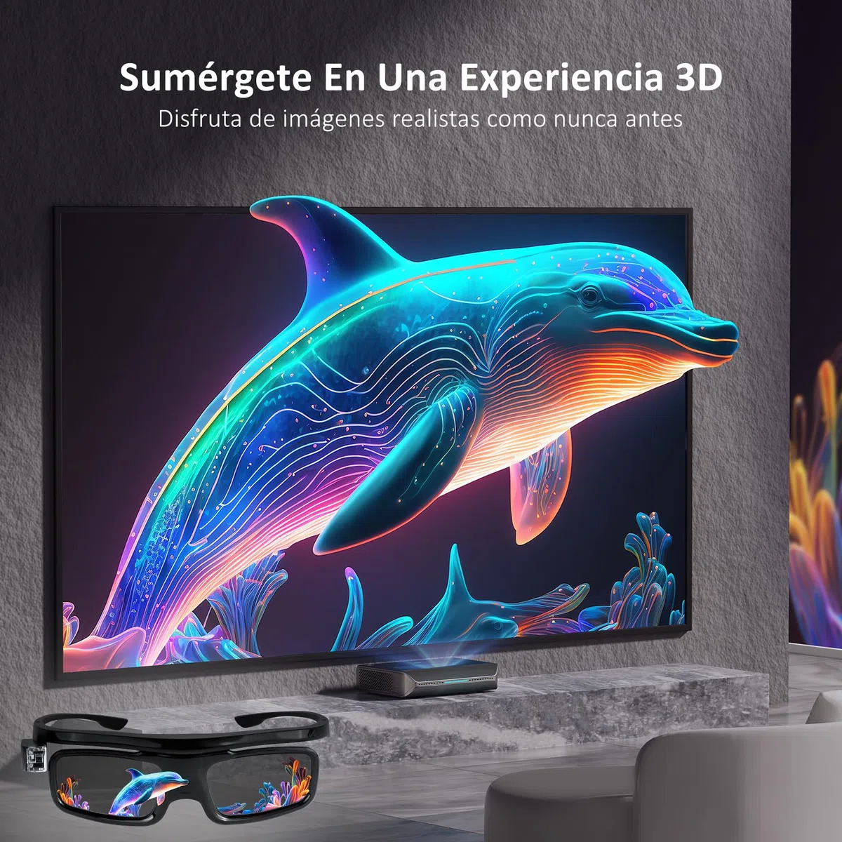 NexiGo Gafas 3D de Enlace DLP, Recargables, Activas con Obturador 3D, Compatible con Aurora, Aurora Pro (Negro - Paquete de 2)