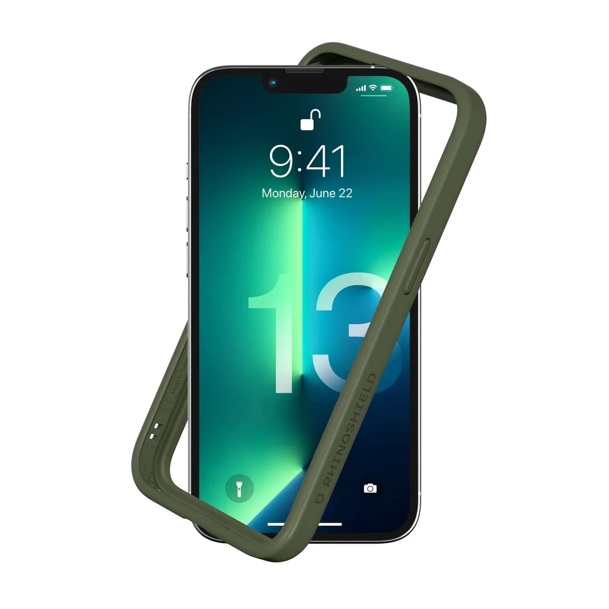 RhinoShield Funda Compatible con [iPhone 14/13 Pro/ 13] Mod NX Protectora Modular sin Placa Trasera, diseño Delgado, a Prueba de Golpes con protección contra caídas de Grado Militar - Verde Camuflaje