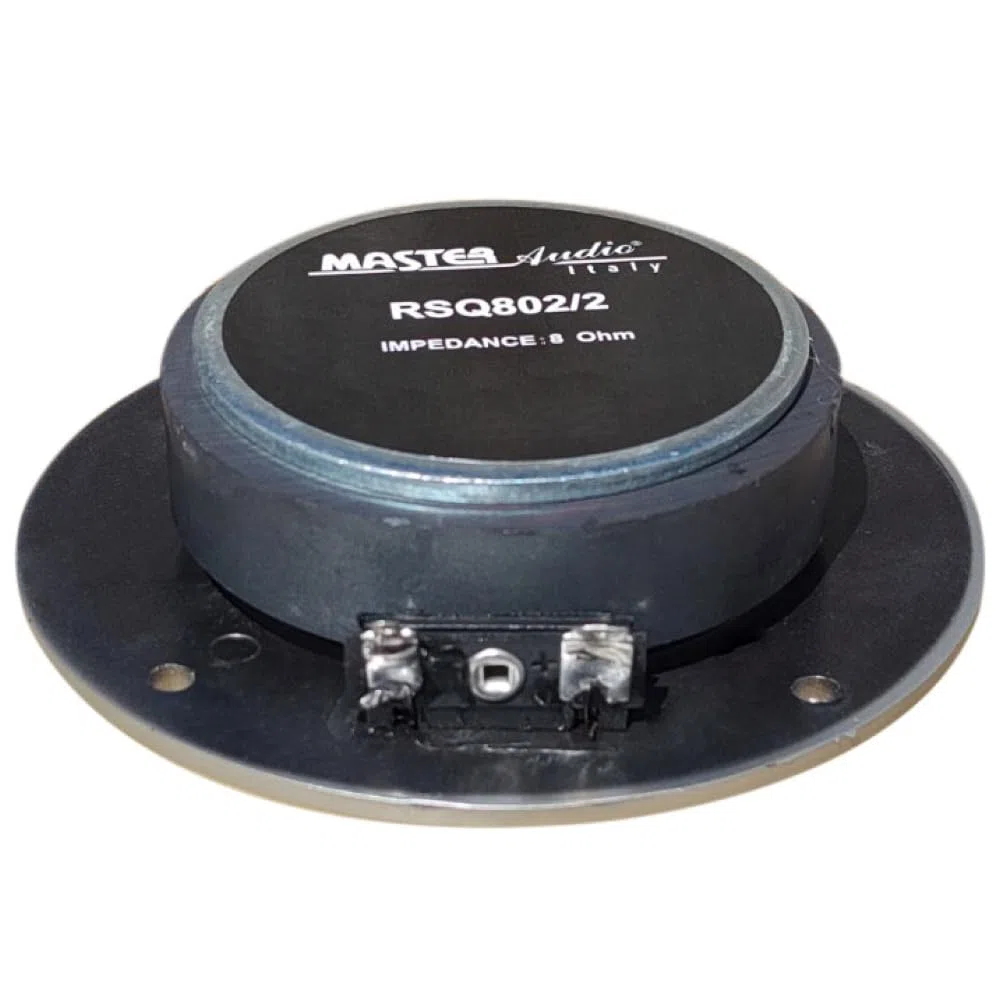 MASTER AUDIO 1 RSQ802/2 Tweeter de cúpula Driver 100 vatios rms 200 vatios máx 10,00 cm 100 mm 4" impedancia 8 ohmios 25 mm Bobina Ultra Slim Silver, 1 Pieza
