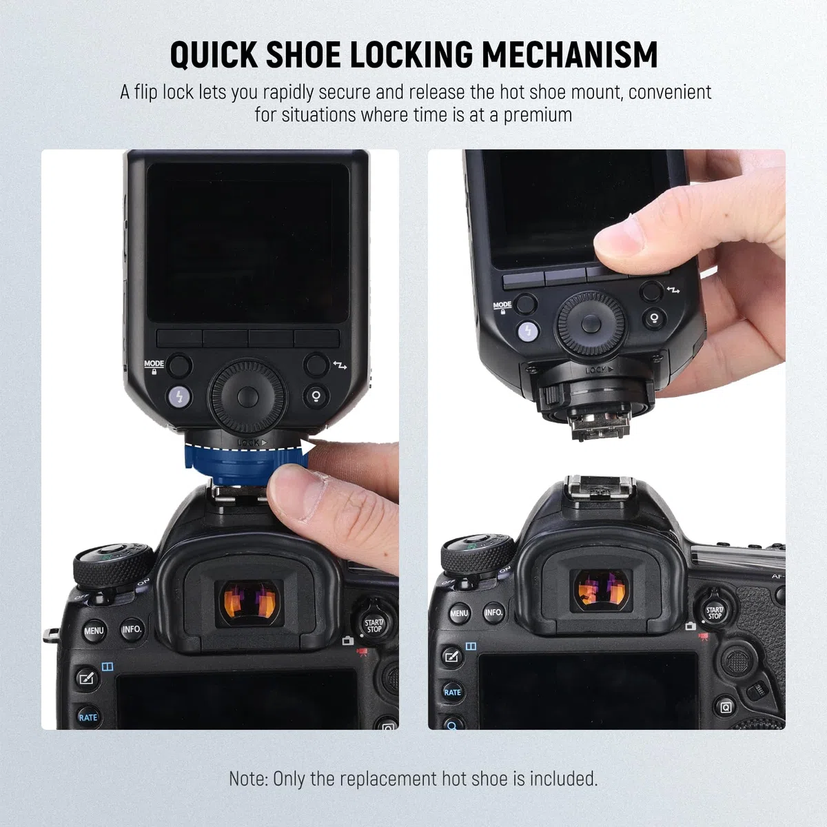 Neewer Z2-S Zapata Repuesto Flash Cabeza Redonda, para Z2-S/Z2Pro-S/Z2II-S Compatible con Sony Camera, Adaptador Zapata Speedlite Pieza Reparación con Interfaz Contacto Metálico Mejorada