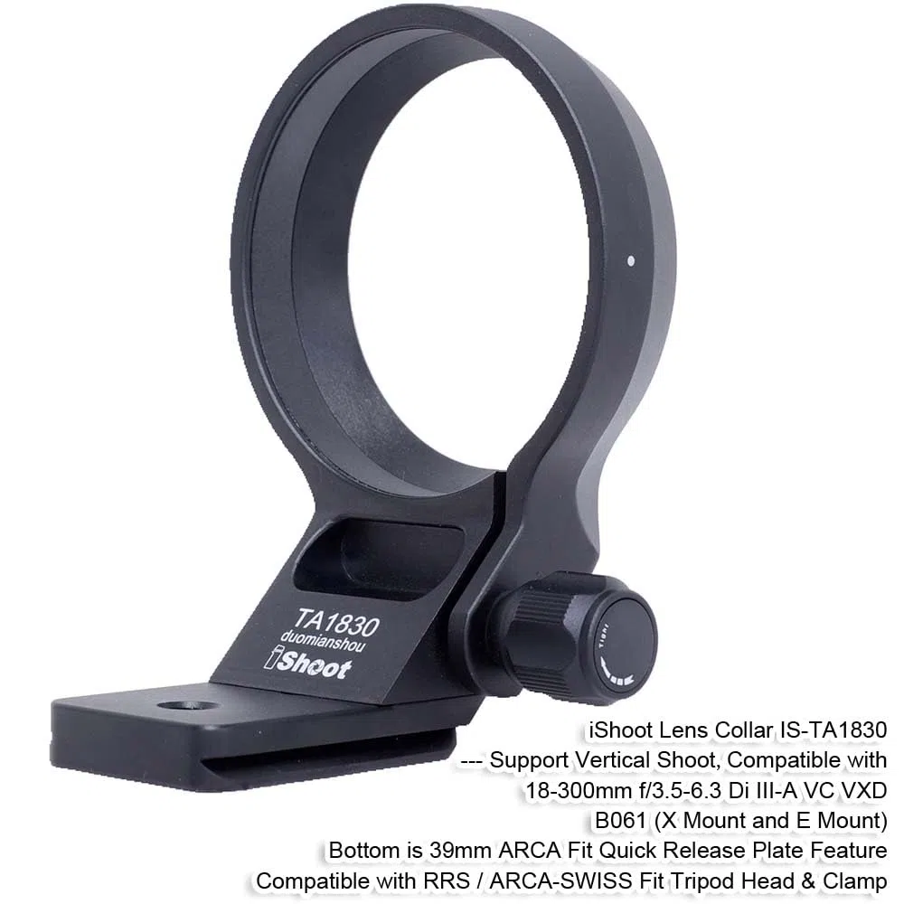 iShoot Anillo de Montaje en Trípode Collar de Objetivo Compatible con Tamron 18-300mm f/3.5-6.3 Di III-A VC VXD B061 (X/E Mount), Soporte de Lente es Arca-Swiss Fit Cámara Placa de Liberación Rápida