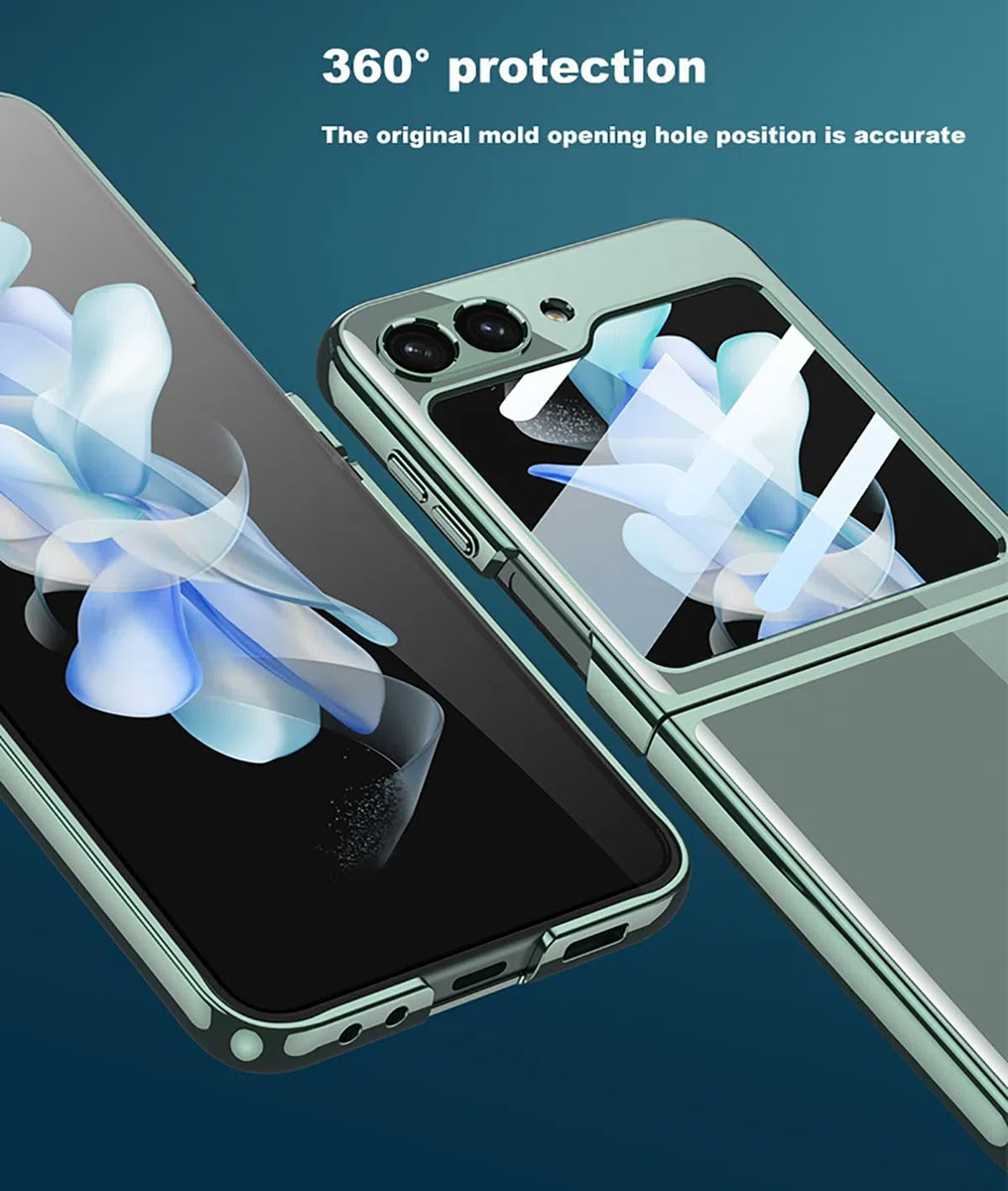 COQUE Funda Samsung Flip 6 Funda Protectora Fantasma Galvanizada, Funda Delgada con Película Todo Incluido, Funda para Teléfono Plegable para Samsung Galaxy Z Flip 6 5G-Oro