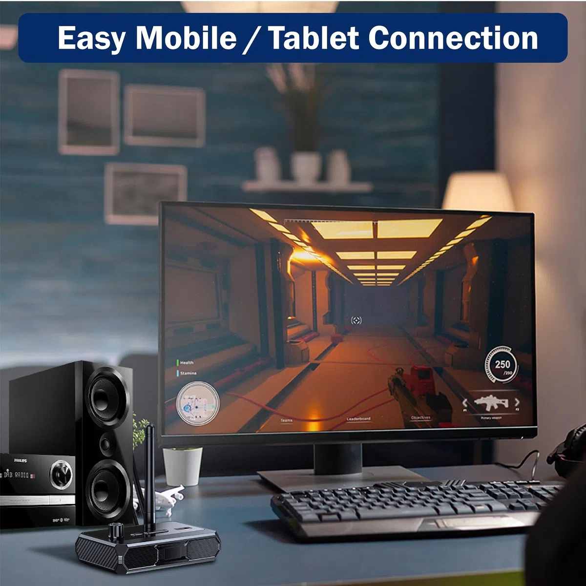 Cuteefun Receptor Bluetooth 5.3, Control de Volumen, Pantalla LED, Baja Latencia y Reducción de Ruido, Soporta RCA óPtico AUX Jack 3.5mm, Adaptador Bluetooth para Dispositivos de Audio, Home Stereo