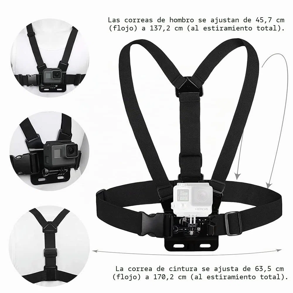 TEKCAM Kit de Accesorios para Cámara de Acción Compatible con Gopro Hero 13 12 11 10 9/dji OSMO Action 4 5 Pro/COOAU, Correa para el Pecho de la Cabeza, Selfie Stick, Mango Flotante, Ventosa Soporte