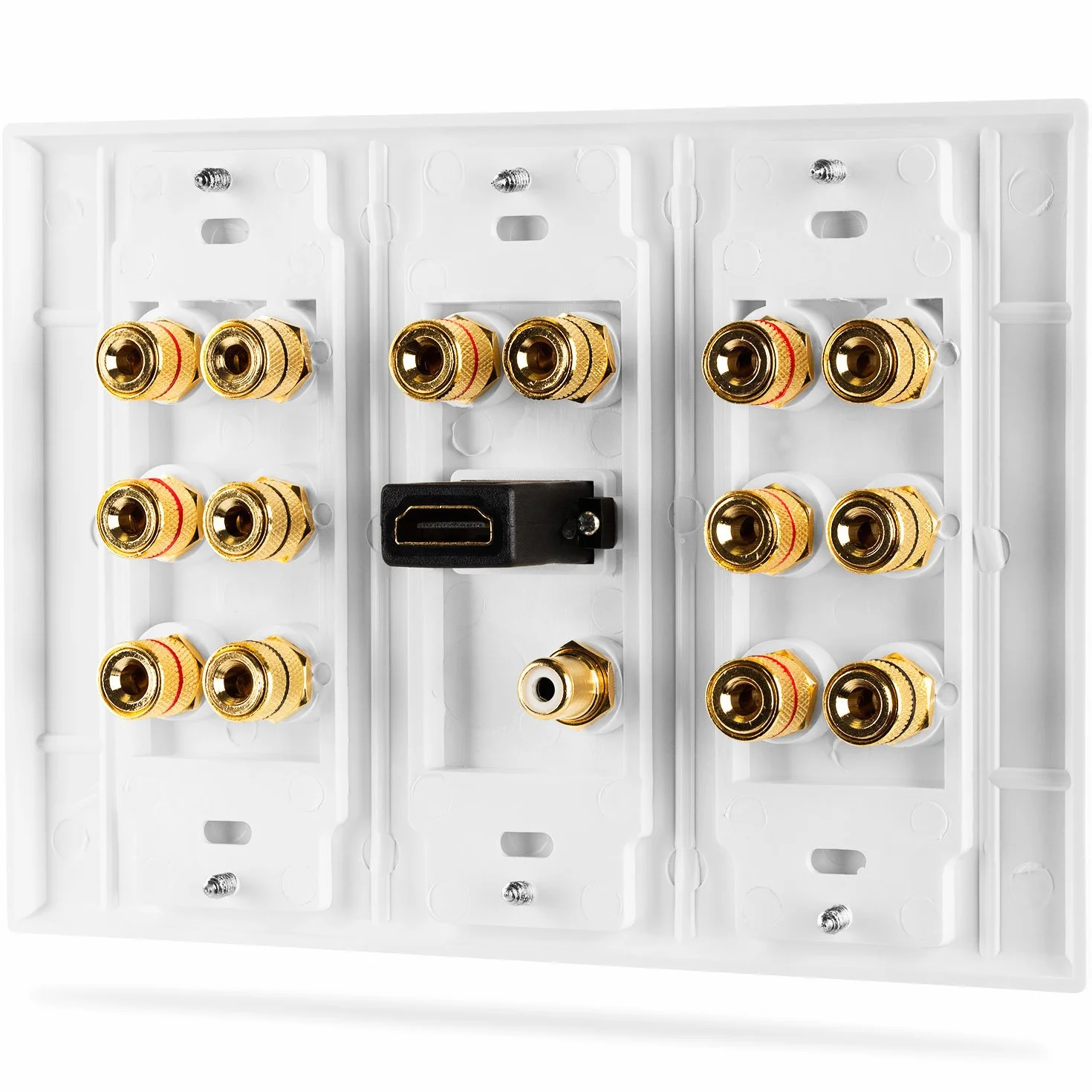 Fosmon HD8006 3-Gang 7.1 Surround Distribution Home Theater - Encuadernación de Banana de Cobre Chapado en Oro 7.1 Blanco