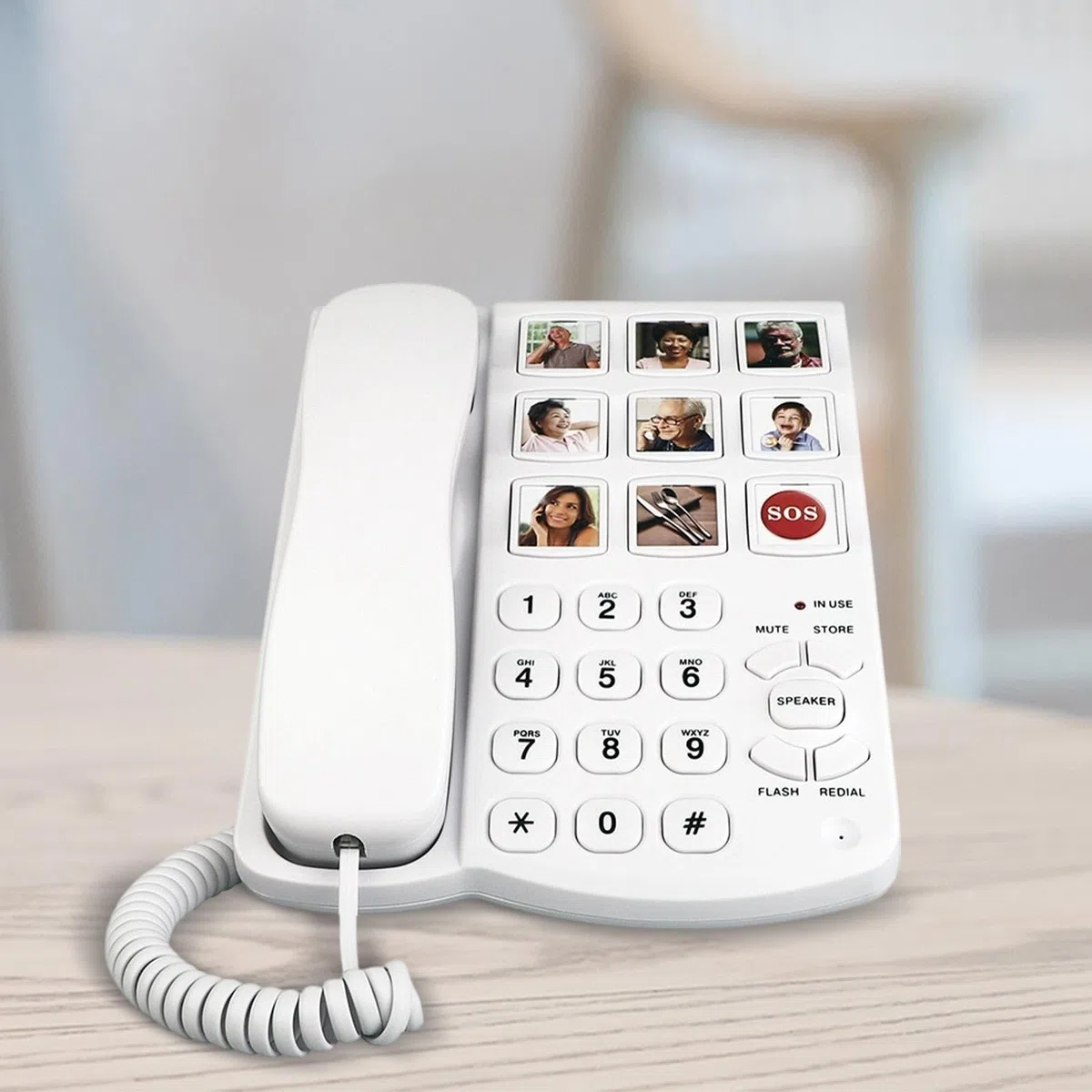predolo Teléfono Fijo para Mayores con Marcación Rápida Botones Extragrandes Memoria de Números Conversación Manos Libres Ajuste de Timbre Adecuado para