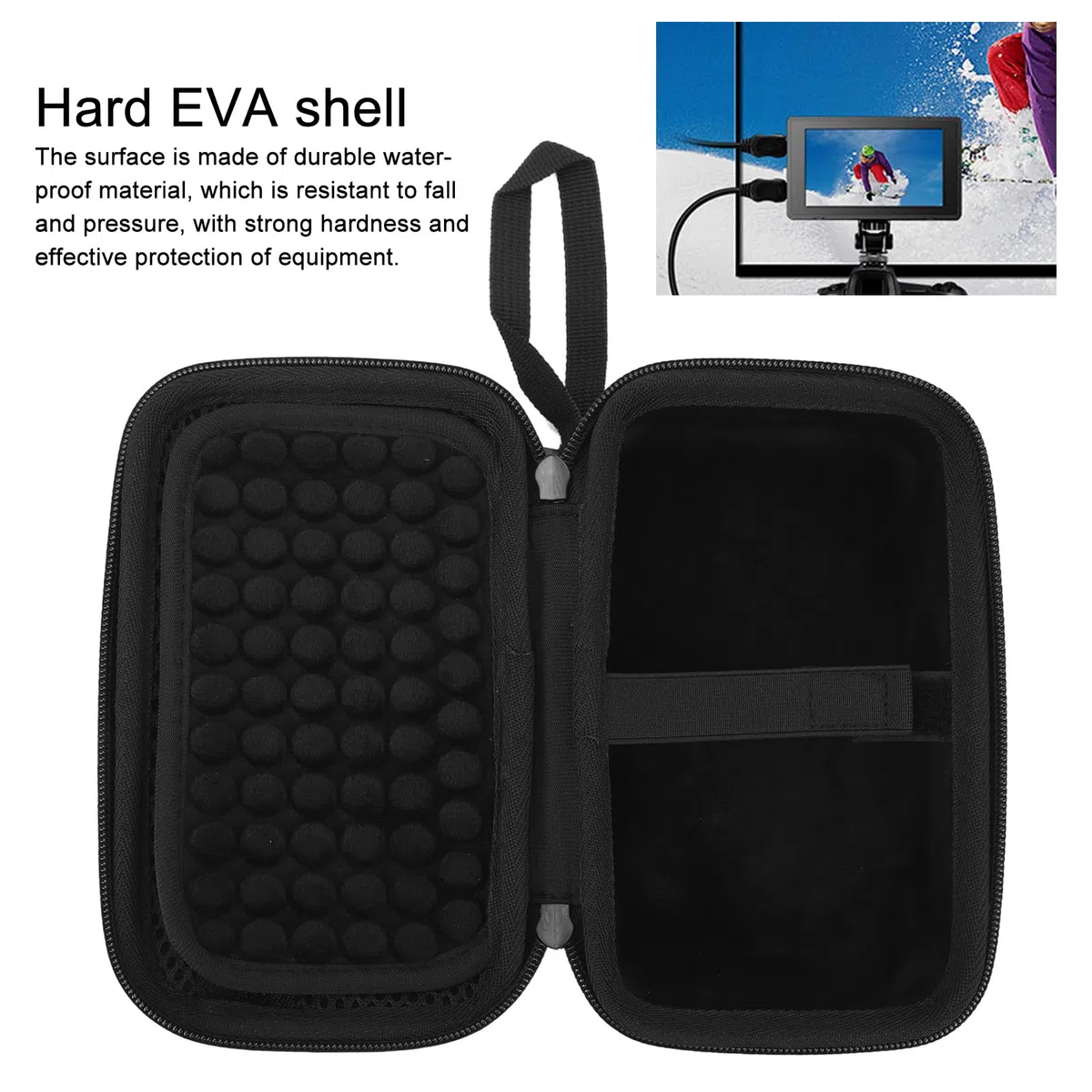 Estuche de Transporte Rígido de EVA para Monitor de Cámara de 5 Pulgadas, Estuche Rígido de Almacenamiento de Monitor de Campo de Cámara de Doble Capa de Nailon y EVA