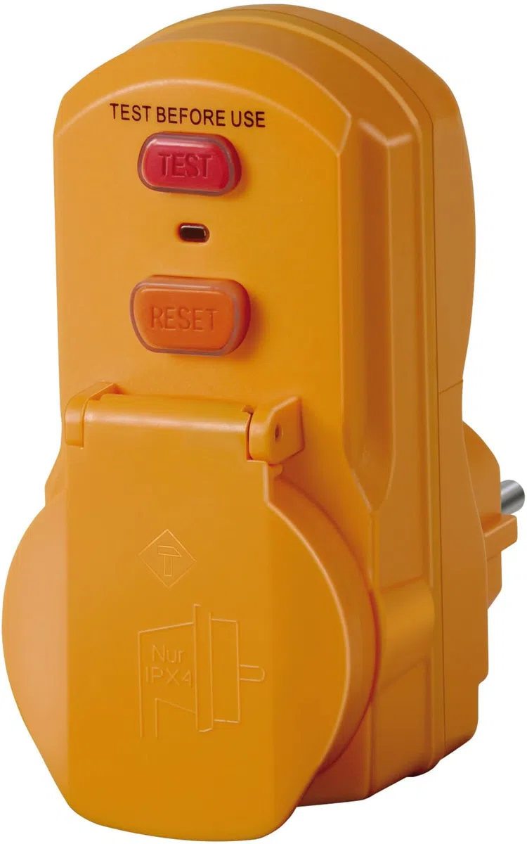 Brennenstuhl Adaptador de protección Personal BDI-A 2 30 IP54 / Enchufe de protección Personal para Uso en Exteriores (desconexión Bipolar, 30 mA)