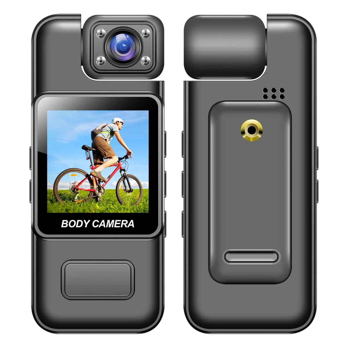 LICAEVEY Mini Cámara Corporal 4K HD con Lente Giratoria de 180 Grados, Grabadora de Vídeo de Bolsillo con Clip Trasero y Pantalla de 1,3 Pulgadas para Seguridad, Registros de Trabajo,