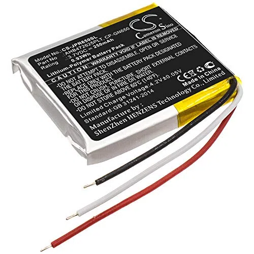 TECHTEK Batería 250mAh Compatible con [Jabra] Engage 75, Engage 75 Convertible, Evolve 65, Evolve 80, WHB051HS sustituye AHB472625PLT, AHB682828PS, CP-GN650, WHB007 FBA