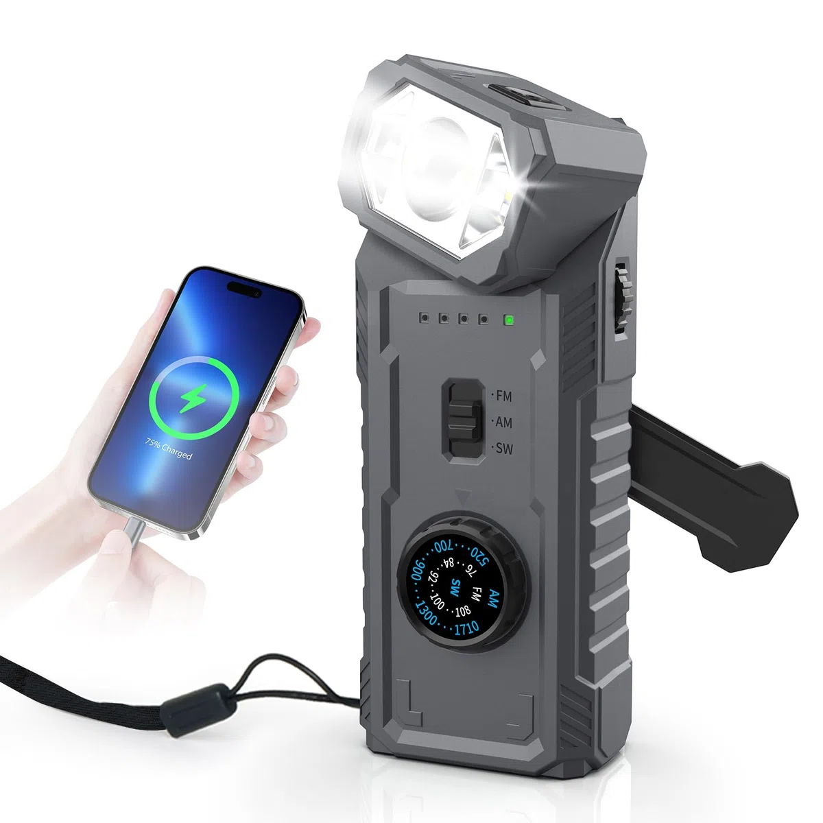 Gemmac Radio Portatil Pequeña con Imanes Potentes, 2000mAh Power Bank Am/FM/SW Radios Manivela, Rotación de 180° Radio Emergencia con SOS Linterna Dinamo para Camping/Senderismo/Kit Emergencia