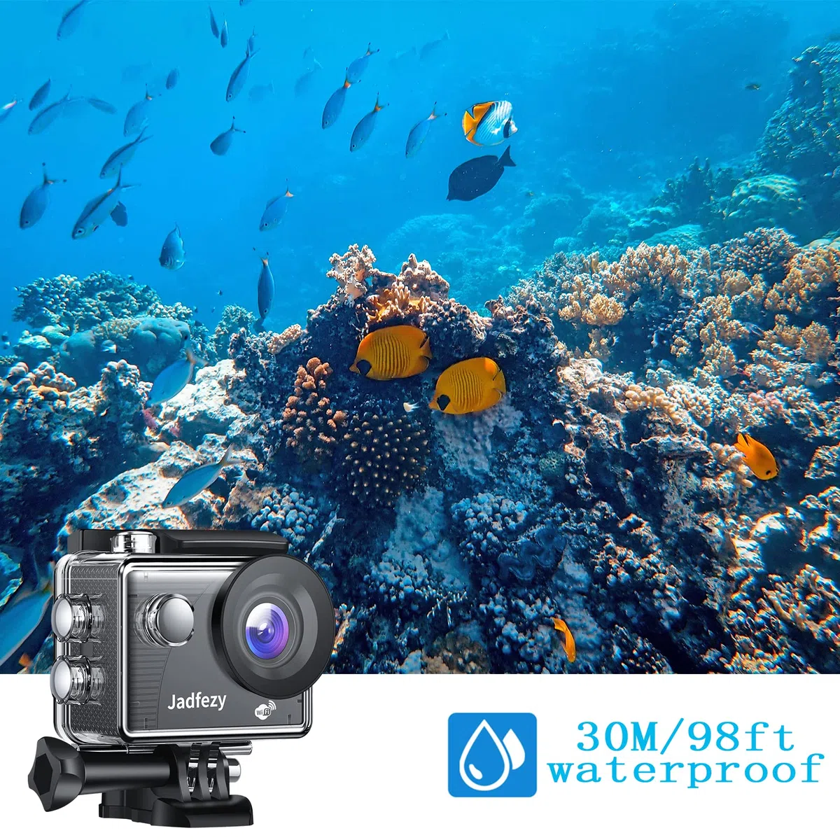 Cámara de acción WiFi HD 1080P, cámara de acción de 12 MP con mando a distancia, cámara subacuática resistente al agua hasta 30 m/98 pies con 2 pilas de 1050 mAh y kit de accesorios para casco