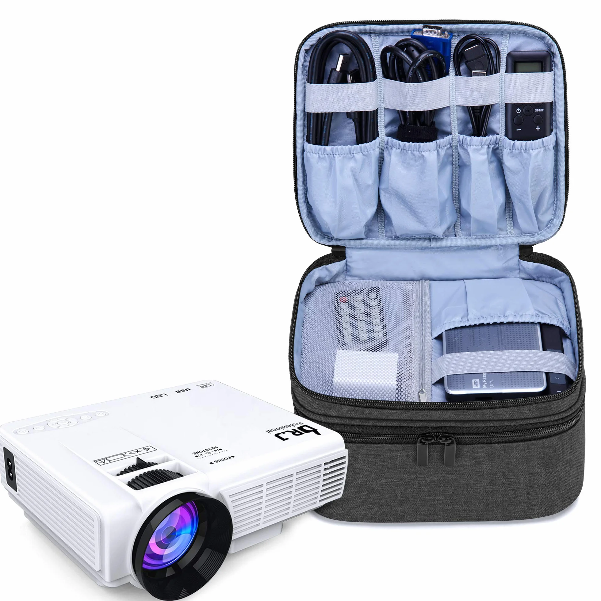 Luxja Bolsa para Mini Proyector, Maletin Proyector y Accesorios, Funda Proyector Portátil, Negro