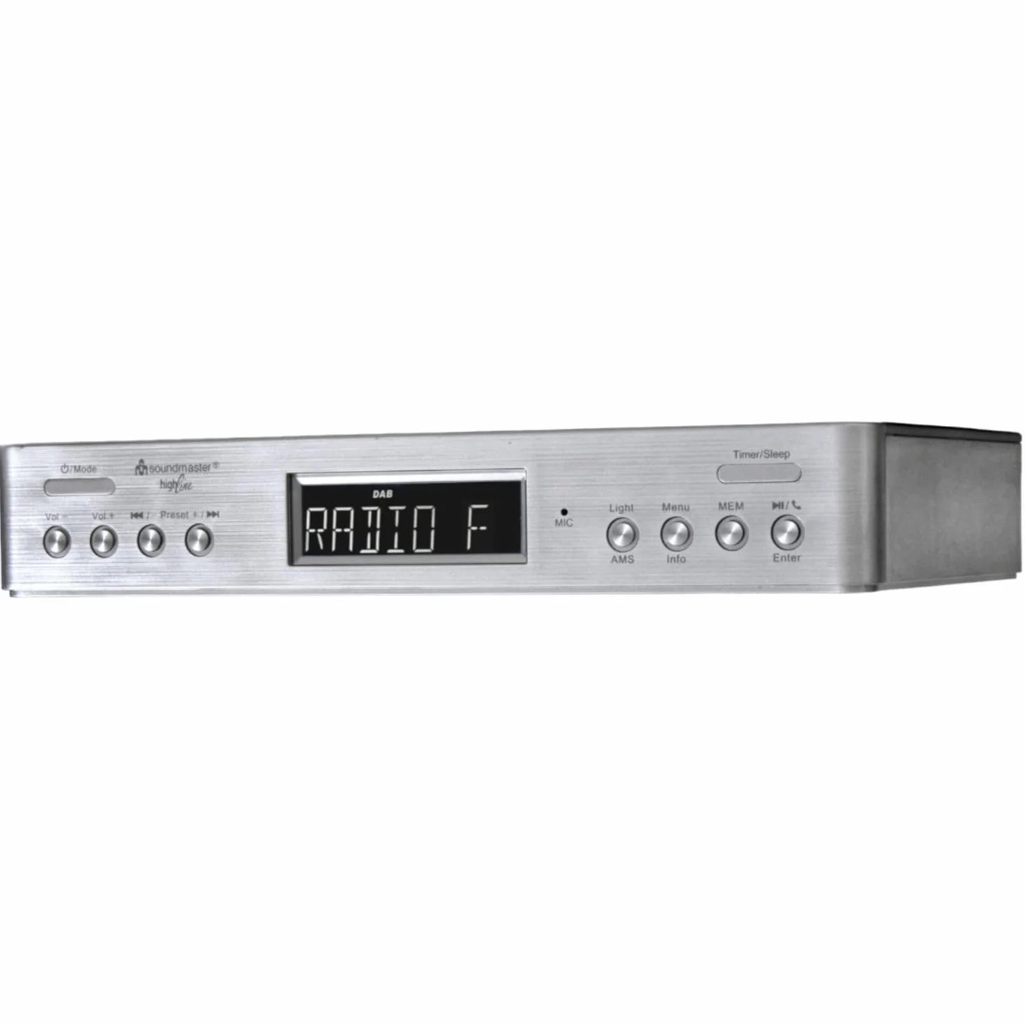 Soundmaster UR2045 Under Cabinet Kitchen Radio Bluetooth FM DAB DAB+ LED Lighting Dual Alarm Cooking Timer Silver
