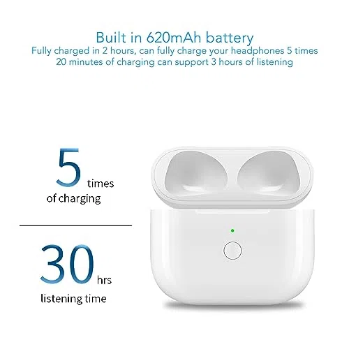 Caso de Carga Inalámbrica para AirPods 3, Reemplazo Portátil del Caso del Cargador con el Botón de Sincronización del Emparejamiento de Bluetooth, Construido en la Batería 620mAh