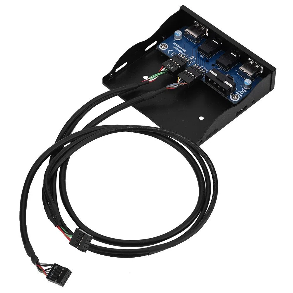 Panel Frontal USB 2.0,Espacio en la Unidad de Disquete de 3,5 "en 2 Puertos USB 2.0 / Puerto de Audio HD/Puerto de Micrófono,Transmisión de Datos a Alta Velocidad