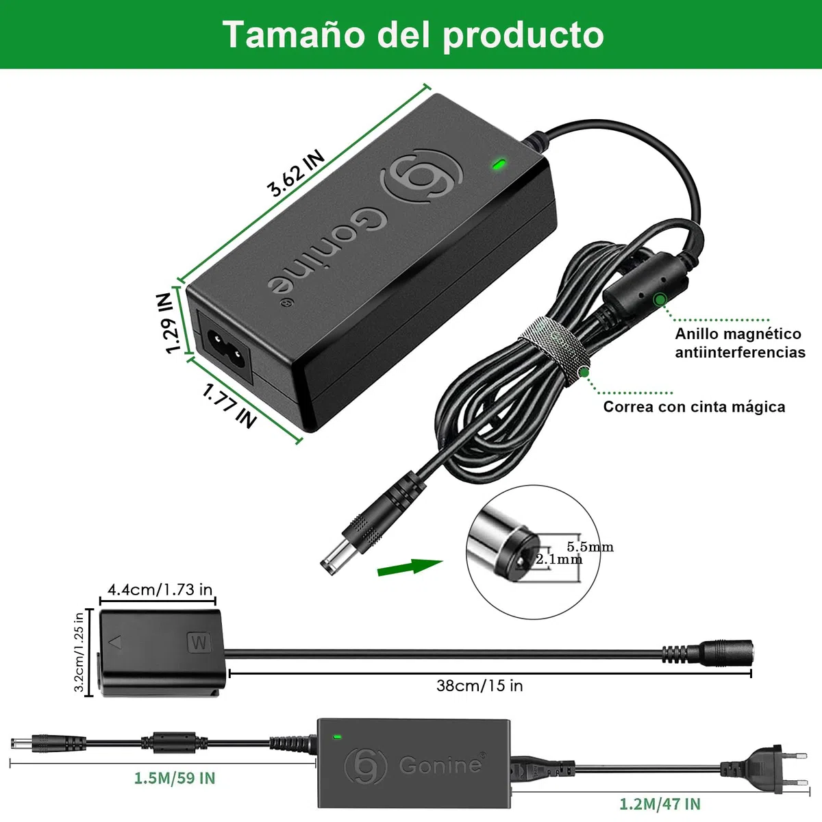 AC-PW20 Adaptador de alimentación de CA NP-FW50 Kit de batería ficticia para Sony Alpha ZV-E10 A7 A7R A7S A7II A7RII A7SII A6500 A6400 A6300 A6100 A6000 A5100 A5000 RX10 II III IV NEX-3 NEX-5