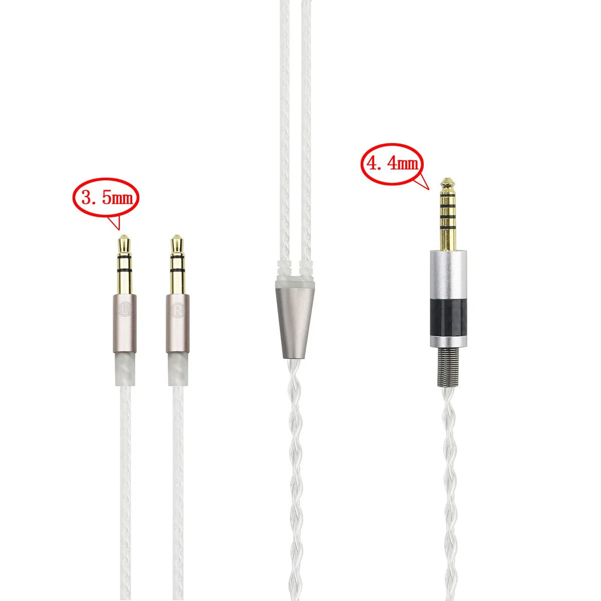 Cable de audio mejorado de 4,4 mm, equilibrado para auriculares Hifiman Ananda, Arya, Sundara, HE400SE, HE4XX, Edition XS (versión 2 x 3,5 mm), chapado en plata de cobre 6N