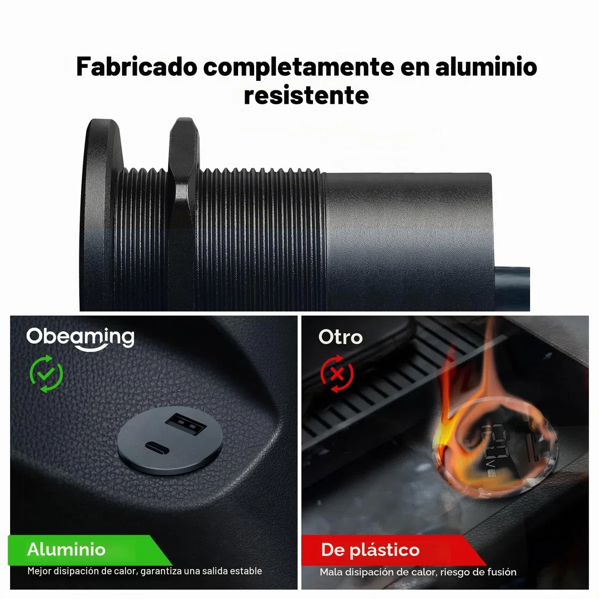 Aluminio Toma USB 12V Camper Cargador, Doble Puerto PD3.0 USB-C y QC3.0 USB-A Enchufe Carga Rápida, para Coche Autocaravana Barco Camión Caravana(2PCS)