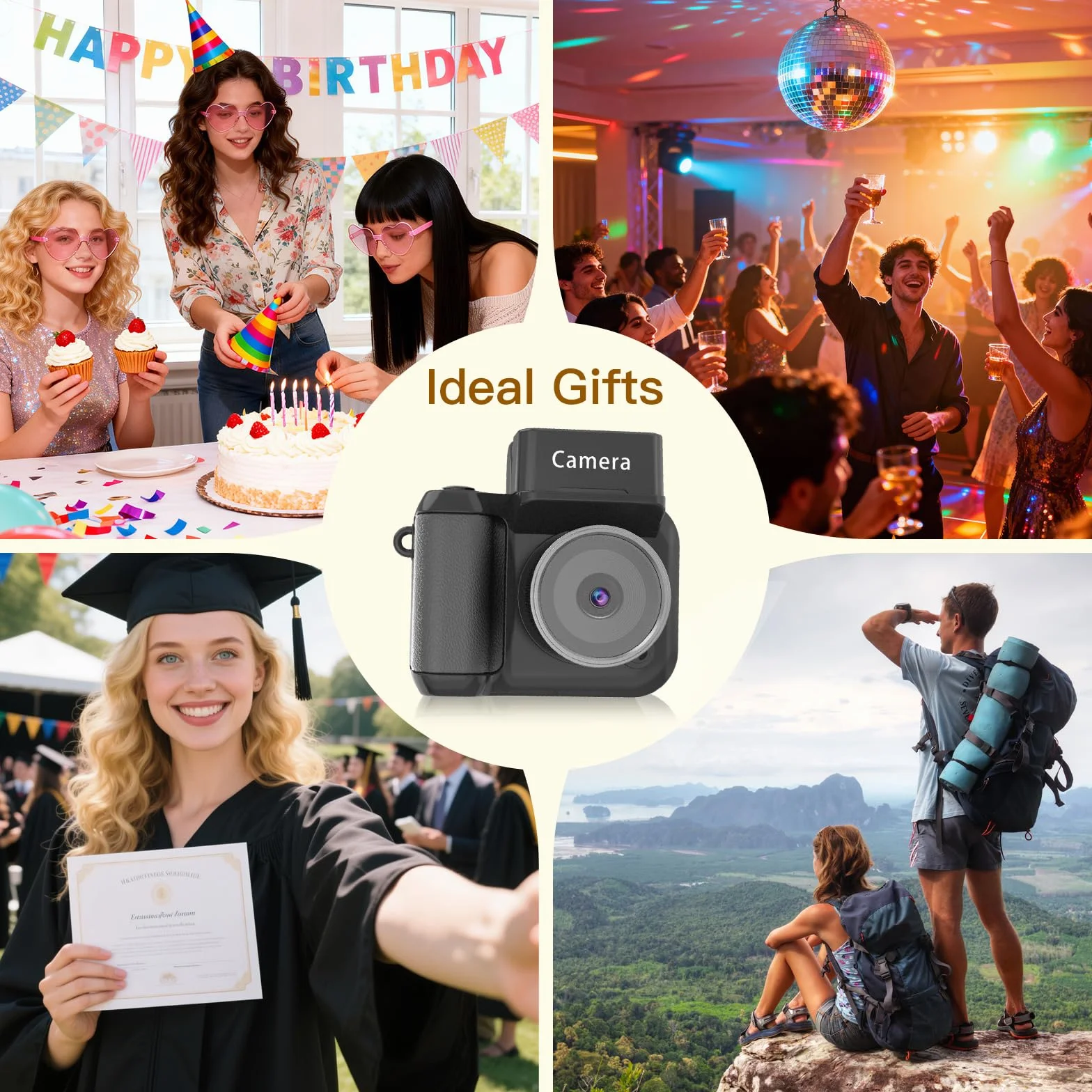 Mini Cámara Digital 1080P FHD,Mini Camara Retro con Pantalla 1.4", Tarjeta SD 32GB Incluida, Cámara Llavero Ideal para Estudiantes, Principiantes, Regalo De Cumpleaños Y Graduación(Negra)