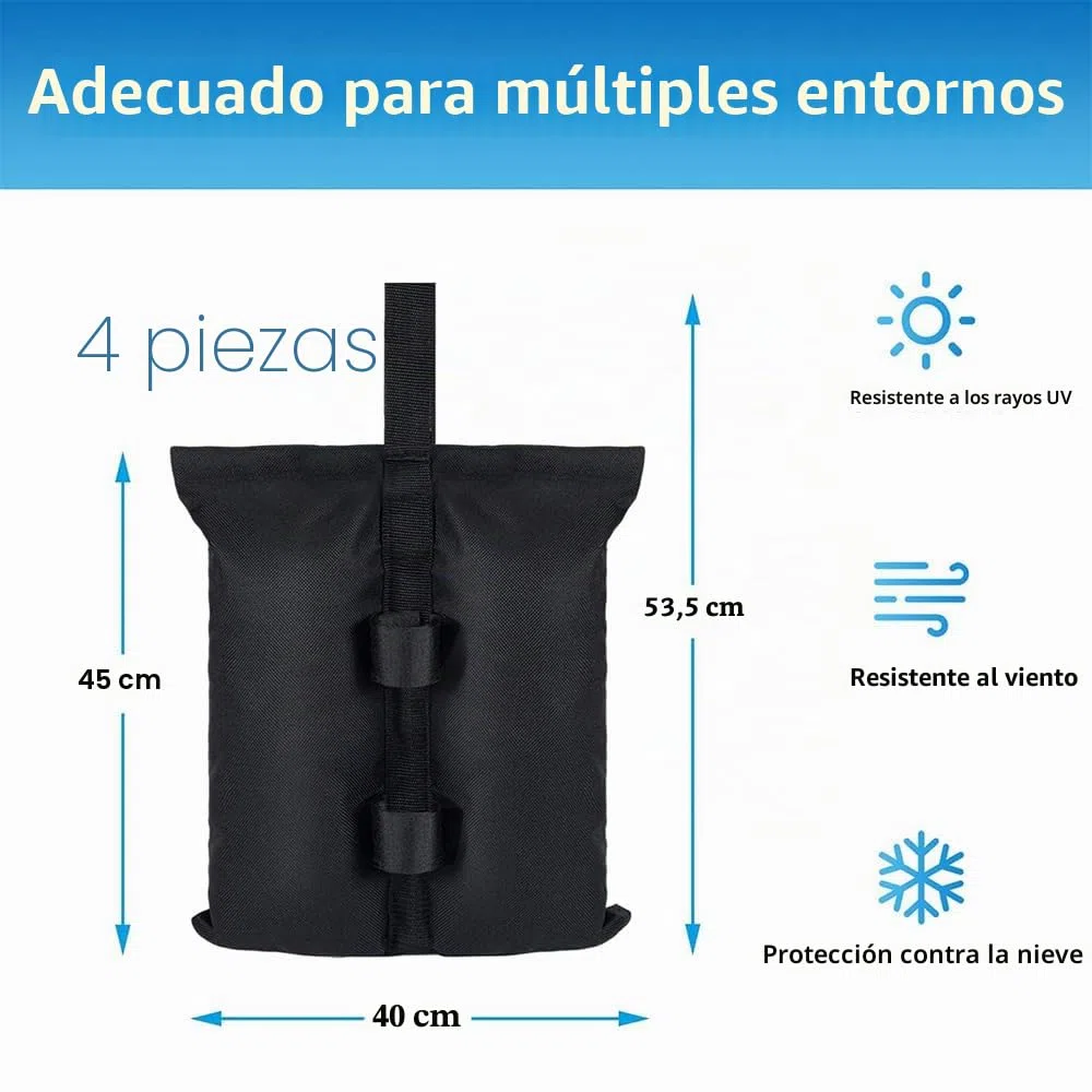 Bolsa Arena Contrapeso,4 Piezas Pesos para Carpas,800D Tejido Oxford Saco Arena,Diseño de Doble Bolsillo,Resistente a Los Rayos UV, Al Viento,A la Lluvia y a la Nieve,para Uso en Rxteriores(40x45cm)