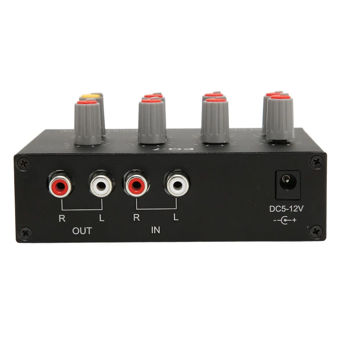 Ecualizador de Sonido de 7 Bandas Salida RCA Ecualizador de 7 Bandas DC5V-12V 12dB Aleación de Aluminio Estable para Automóviles