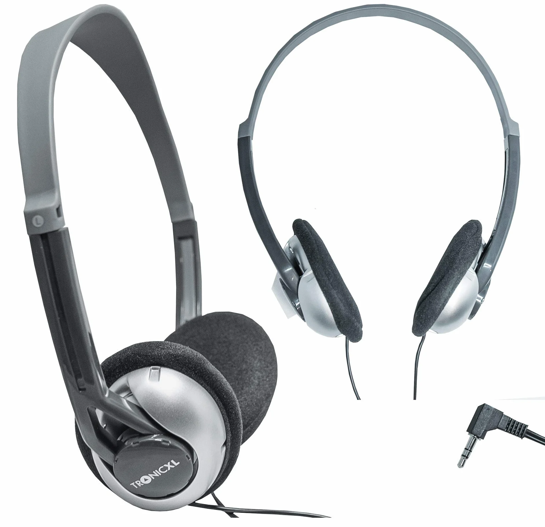 TronicXL Auriculares estéreo de Diadema con Conector Jack para televisión con Cable de 6m Largo compatibles con televisores Samsung LG Sony Toshiba DYON JVC Philips iPad y iMac de Apple Ordenadores