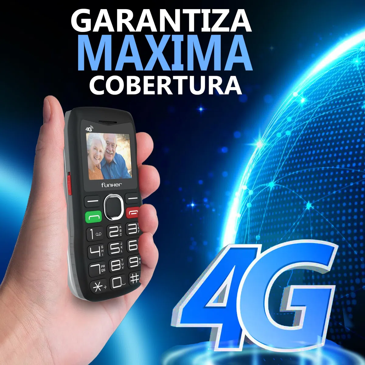 Funker C140 Classic 4G - Teléfono Móvil para Personas Mayores con Botón SOS - Teclas Grandes y Volumen Alto -USB-C - Bateria 1000mAh - Pantalla Grande de 1,8 Pulgadas - Fácil de Usar