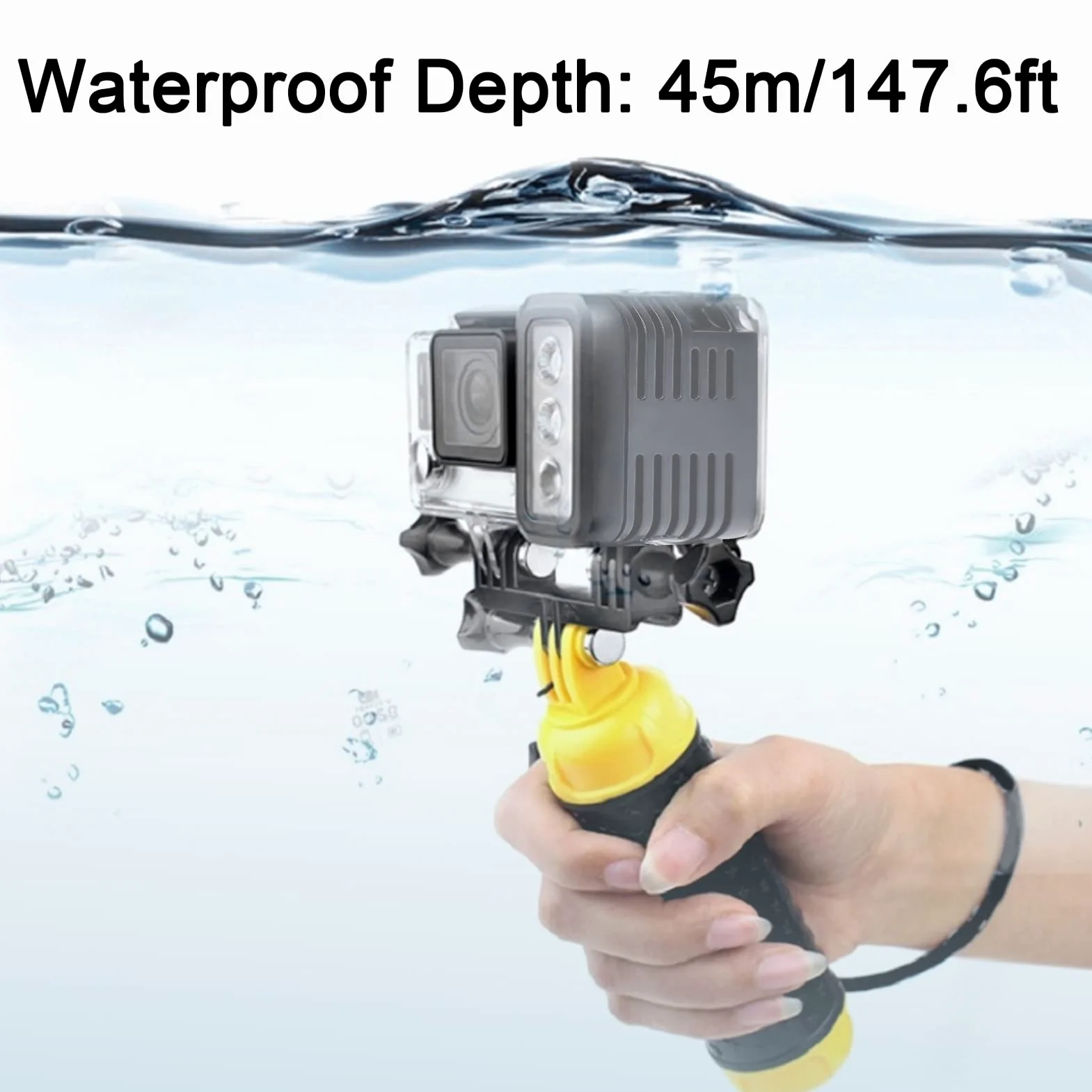 Luz de Vídeo LED Impermeable Regulable de Alta Potencia de 45m, Luz de Relleno de Buceo de Vídeo LED Impermeable, para Cámara de Movimiento GoPro Hero 4