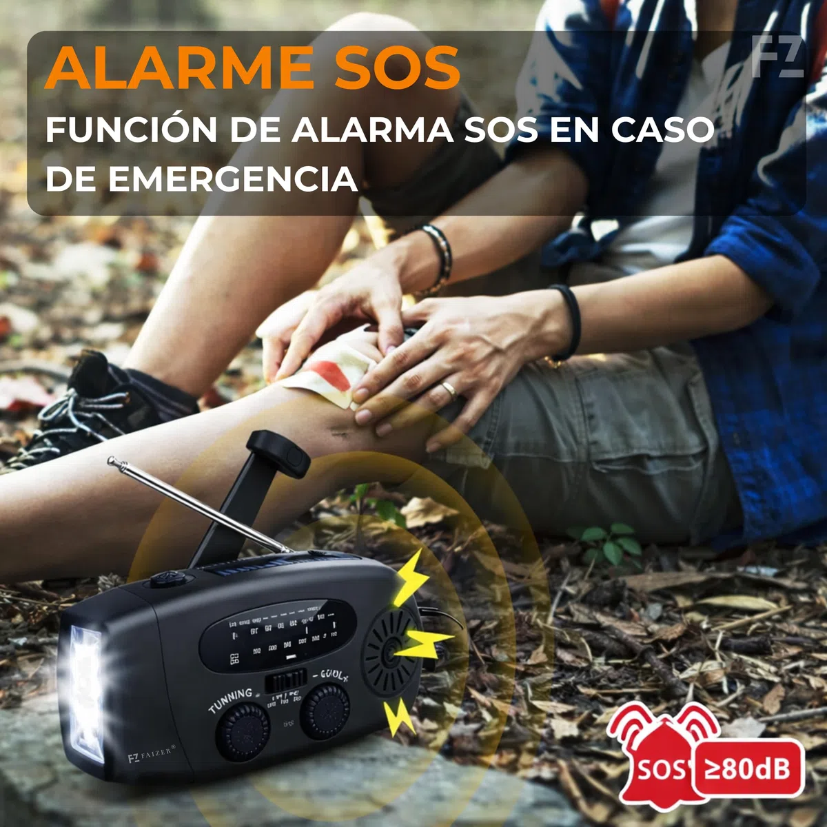 Radio Solar de Emergencia portatile con Manivela, 2000mAh, Power Bank, Radio a Pilas Am/FM/WB con Dinamo y Panel Solar, Linterna LED,linternas led Alta Potencia, Despertador Solar, Linterna Potente