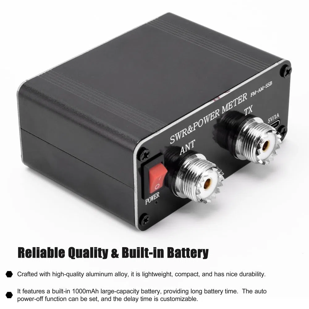 HUIOP Medidor de Roe Medidor de Onda estacionaria de Potencia Digital SWR de 120 W Medidor de Onda Corta de 1,8-54 Modos FM Am SSB Medidor de Potencia Compatible con SWR/Potencia Ajustable y función