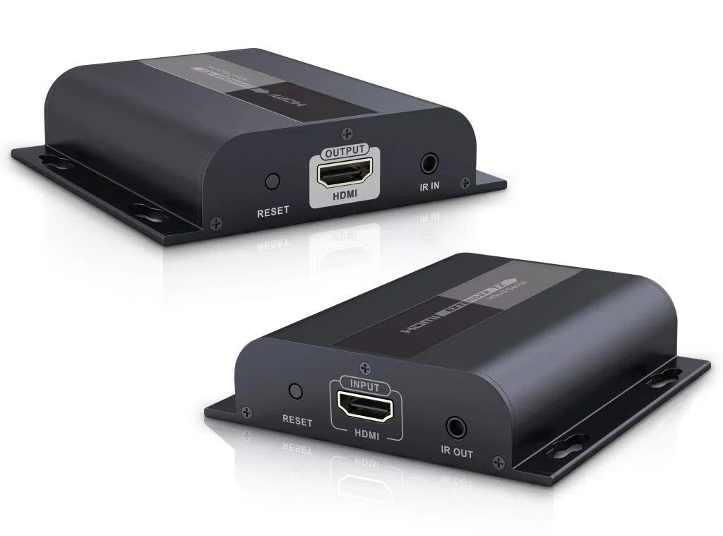 PremiumCord Extensor HDMI a 120 m a Través de LAN, TCP/IP, HDBitT, 1 Transmisor a Muchos Receptores, Carcasa Metálica, Compatible con Full HD 1080p, 3D, Dolby-True HD