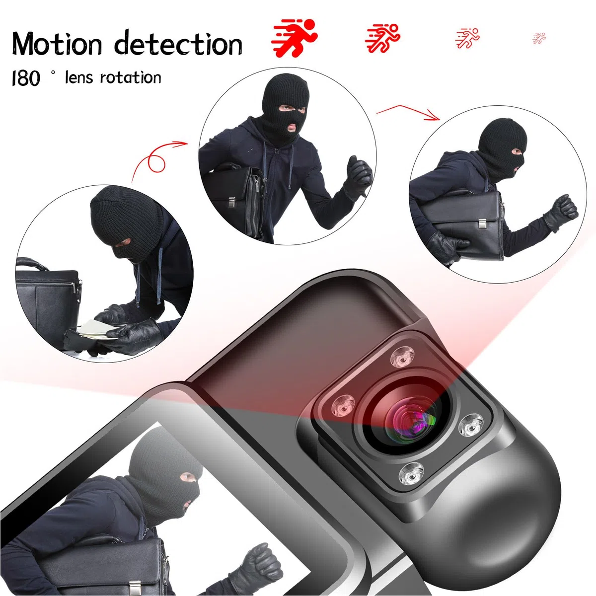 LICAEVEY Mini Cámara Corporal 4K HD con Lente Giratoria de 180 Grados, Grabadora de Vídeo de Bolsillo con Clip Trasero y Pantalla de 1,3 Pulgadas para Seguridad, Registros de Trabajo,