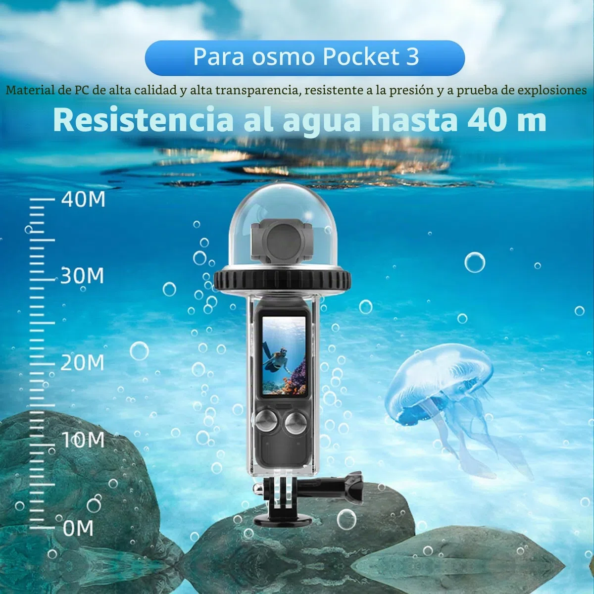 40M (131ft) Osmo Pocket 3 Estuche para Buceo Subacuático Carcasa Carcasa Protectora Compatible con dji Osmo Pocket 3 Accesorios Impermeables