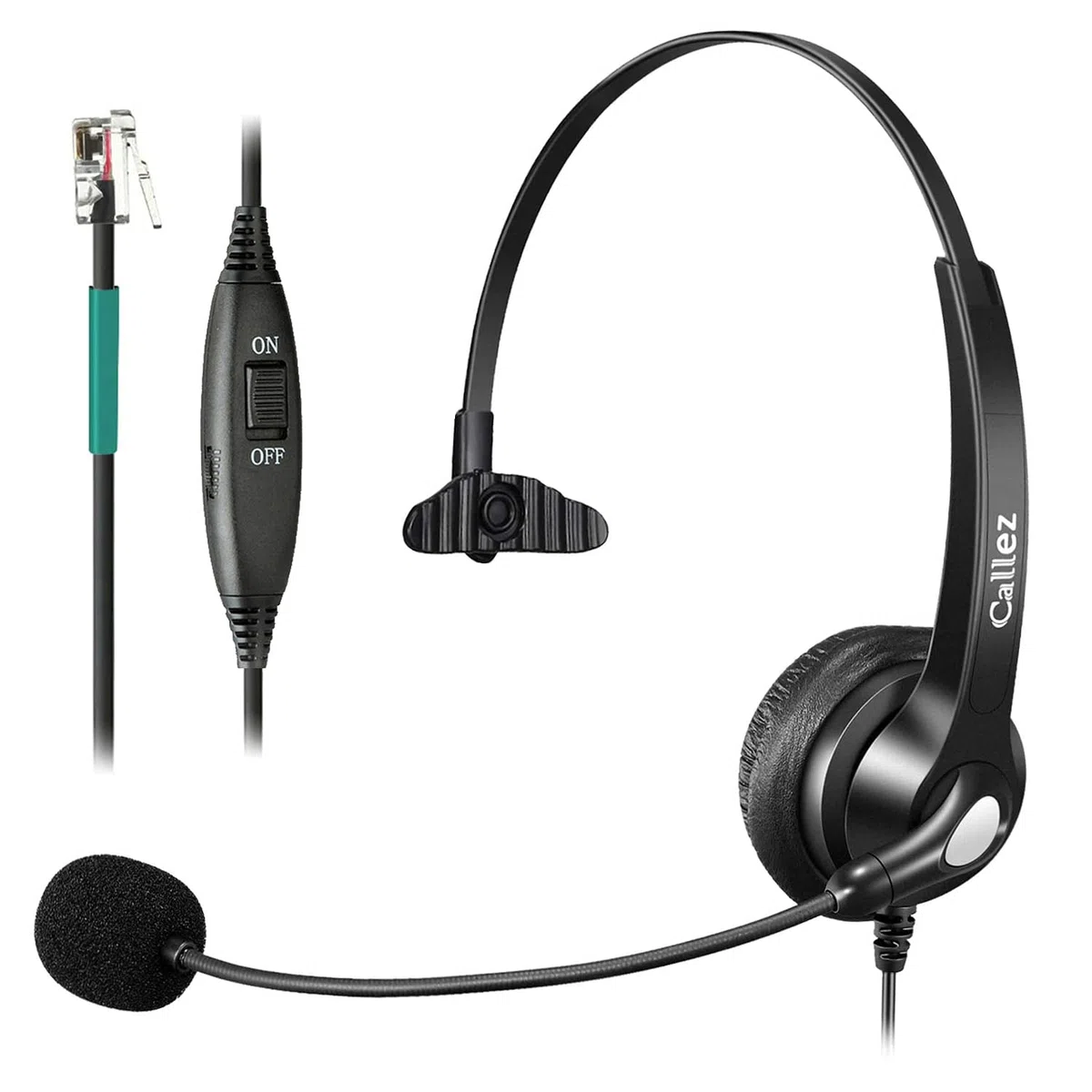 Auriculares Teléfono Fijo RJ9 Mono, Micrófono con Cancelación de Ruido, Cascos Centro de Llamadas para Gigaset DA710 Fanvil X4G X7C Polycom VVX311 Avaya 1408 Mitel Aastra Alcatel-Lucent