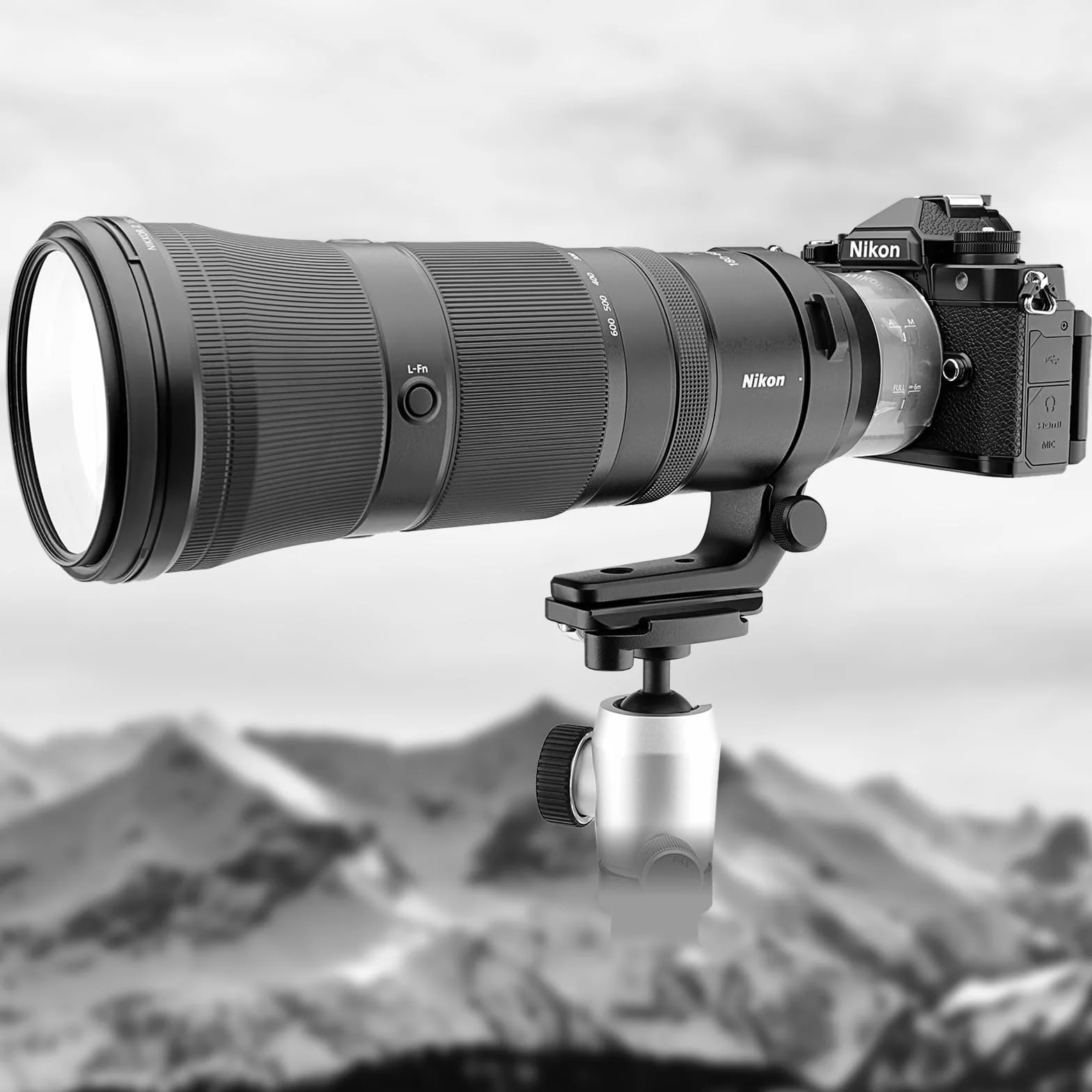 Leftfoto Placa de lente para lente Nikon Nikkor Z 180-600 mm F5.6-6.3 VR, soporte de pie de repuesto para lente, estilo suizo Arca, estilo permanente.