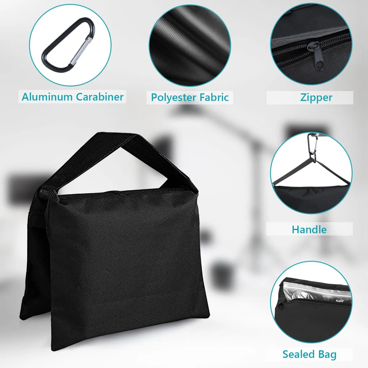 ABCCANOPY 4 Bolsas de Peso de Grado Industrial para Soporte de Estudio fotográfico, cenador, Patio Trasero, Patio al Aire Libre, Deportes, Hamaca, Clips adicionales