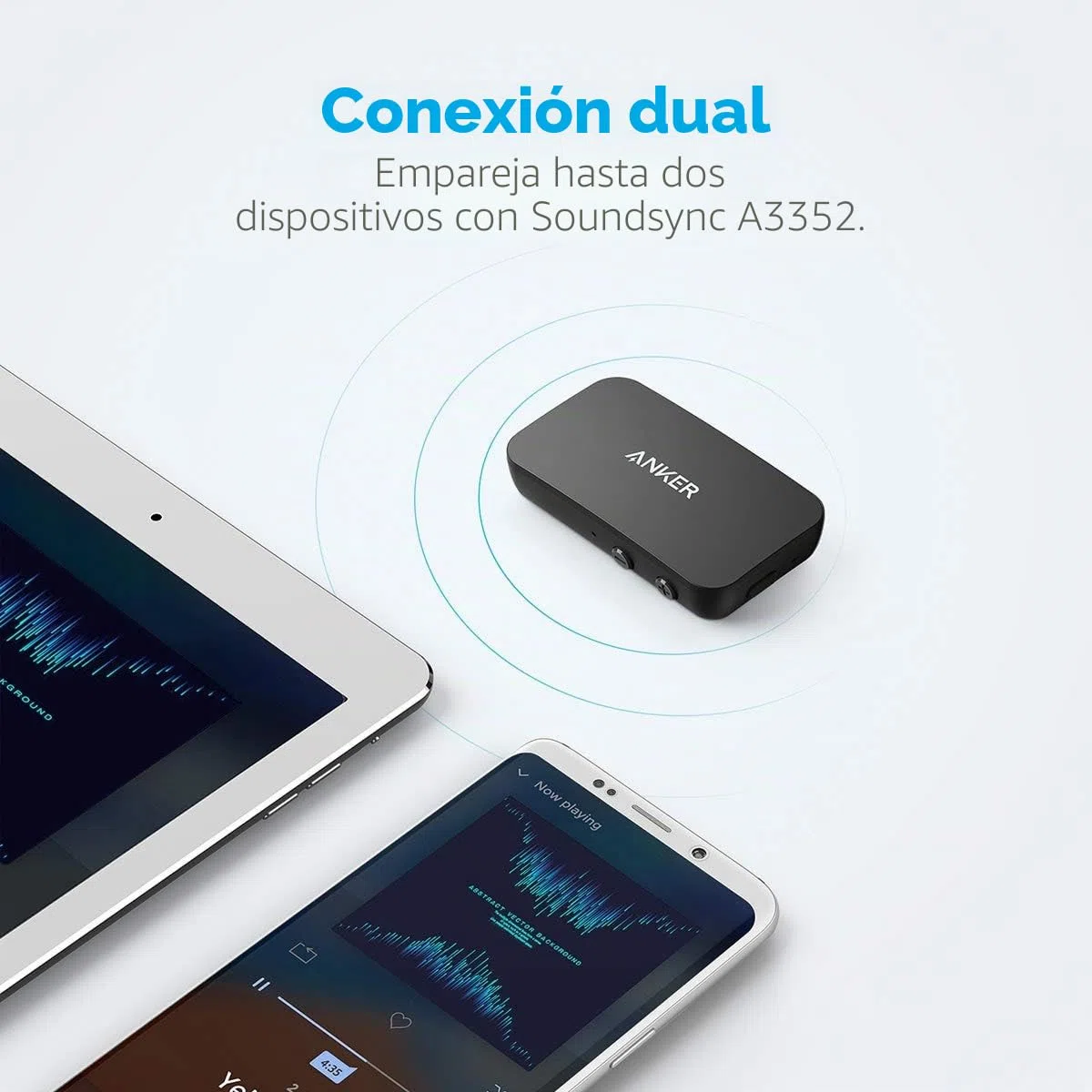 Anker Soundsync A3352 - Receptor Bluetooth para transmisión de música Bluetooth 5.0, 12 Horas de duración, Manos Libres, conexión de Dispositivo Dual, para Coche, hogar, Auriculares, Altavoces