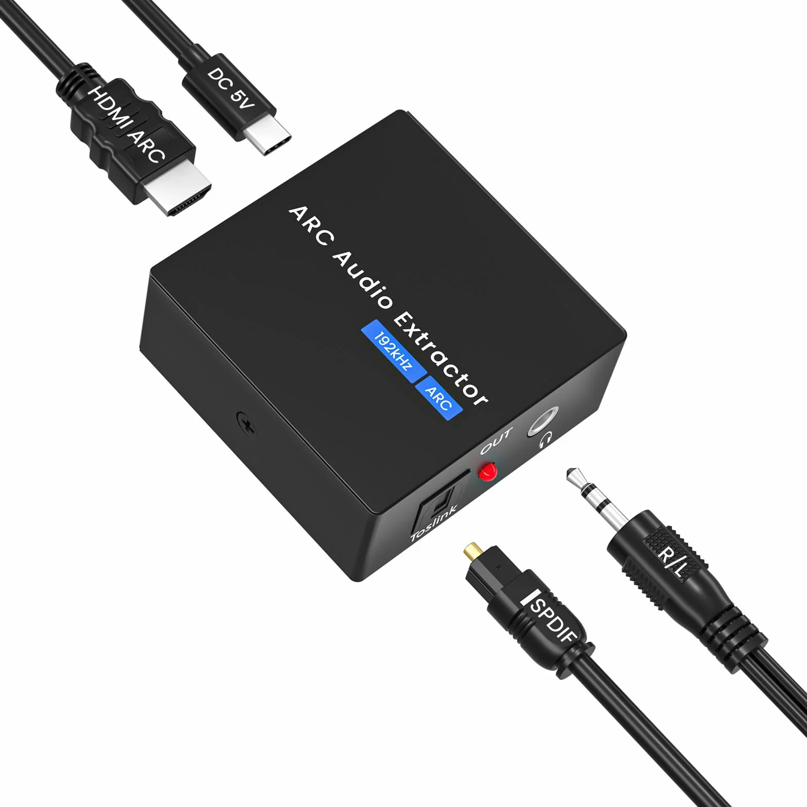 Adaptador HDMI ARC,192kHz Extractor de Audio HDMI ARC Viene con Cables ópticos y de 3,5 mm,El Convertidor DAC es Adecuado Para Sistemas de Audio Estéreo y Amplificadores