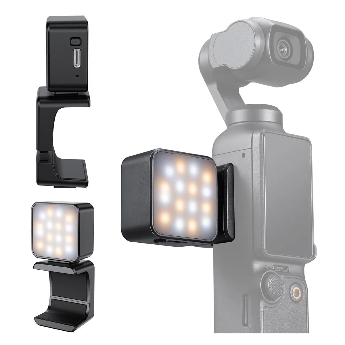 K&F CONCEPT LM61 Mini Luz Magnética para dji OSMO Pocket 4/3, LED Auxiliar 1W Recargable USB-C, Color 3000K/4500K/6000K, 2 Niveles de Brillo, Luz de Vídeo
