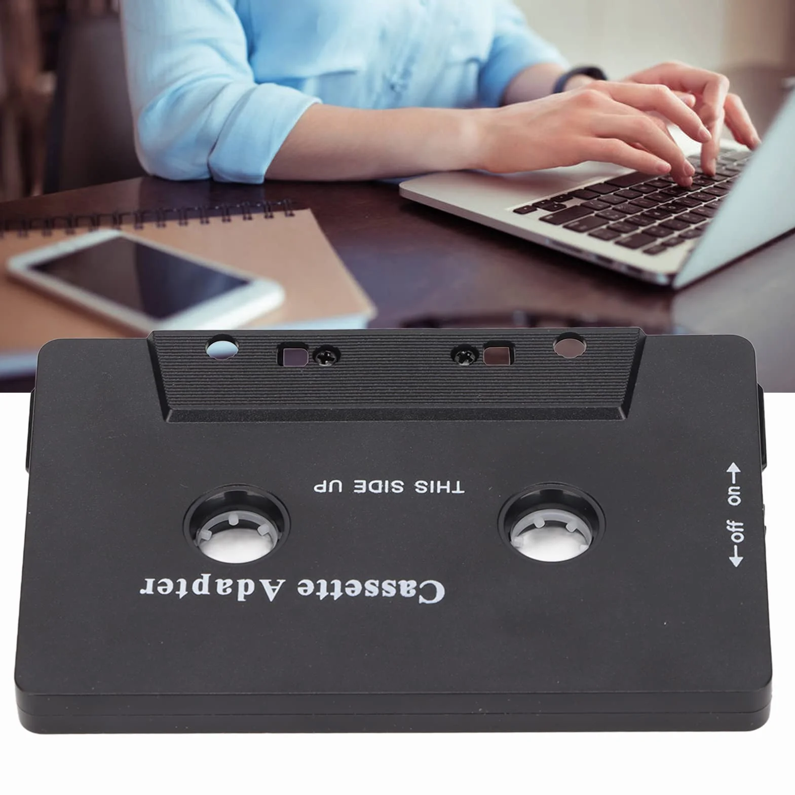 Adaptador de Casete Bluetooth, Receptor Auxiliar de Cinta de Alta Fidelidad Estéreo con Reducción de Ruido para Tableta de Automóvil, Compatible con Cualquier Teléfono Móvil,