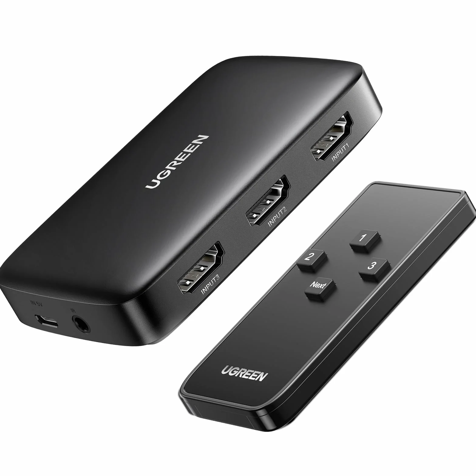 UGREEN HDMI Switch 3 Entradas a 1 Salida, Conmutador 3D 4K@30Hz, Ladron con Mando a Distancia Compatible con PS4 PS5 Xbox Chromecast DVD BLU-Ray Satélite PC TV Stick Box