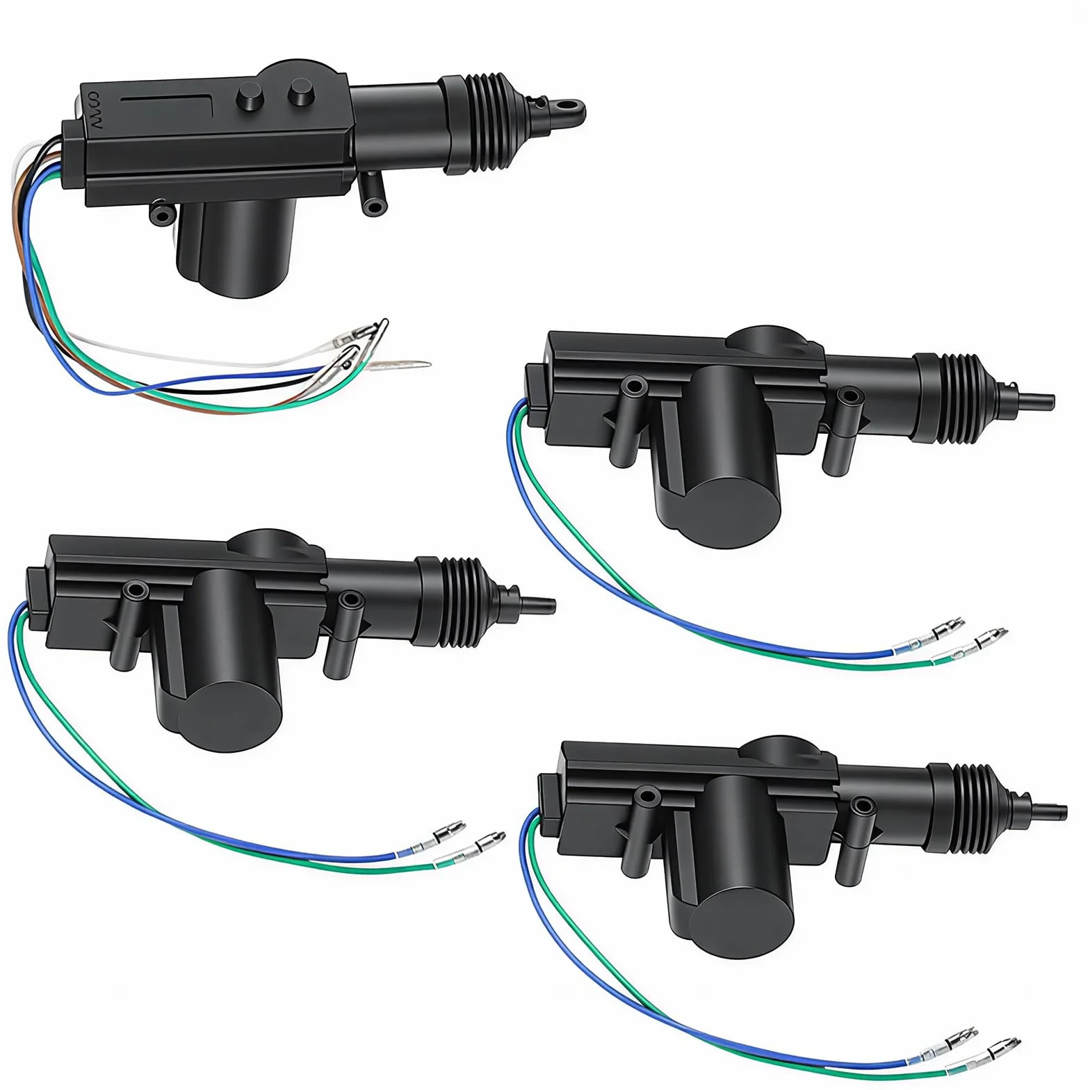 Cierre Centralizado Universal Coche 12V Kit con 2 Mandos de Garaje Universales (50-80M), 4 Actuadores de Cerradura de Puertas, Alarma Para Coche y BotóN de LiberacióN de Equipaje, Acceso Sin Llaves