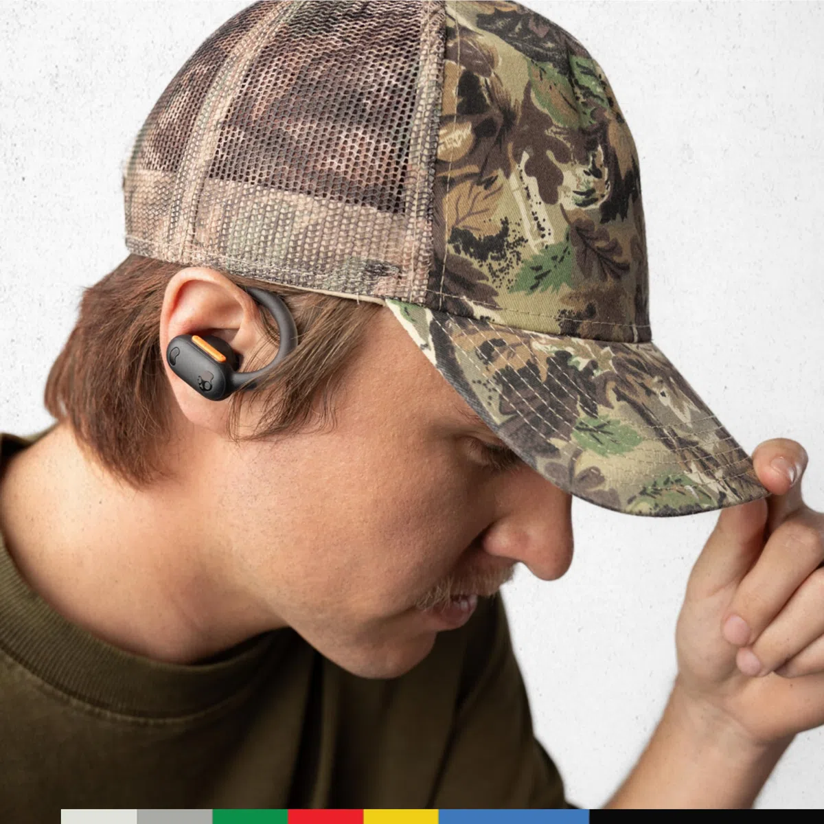 Skullcandy Push ANC Active in-Ear Wireless Earbuds, 58 HR Battery, IP67 Waterproof, Wireless Charging, Microphone, Works with iPhone Android and Bluetooth Devices - True Black/Orange