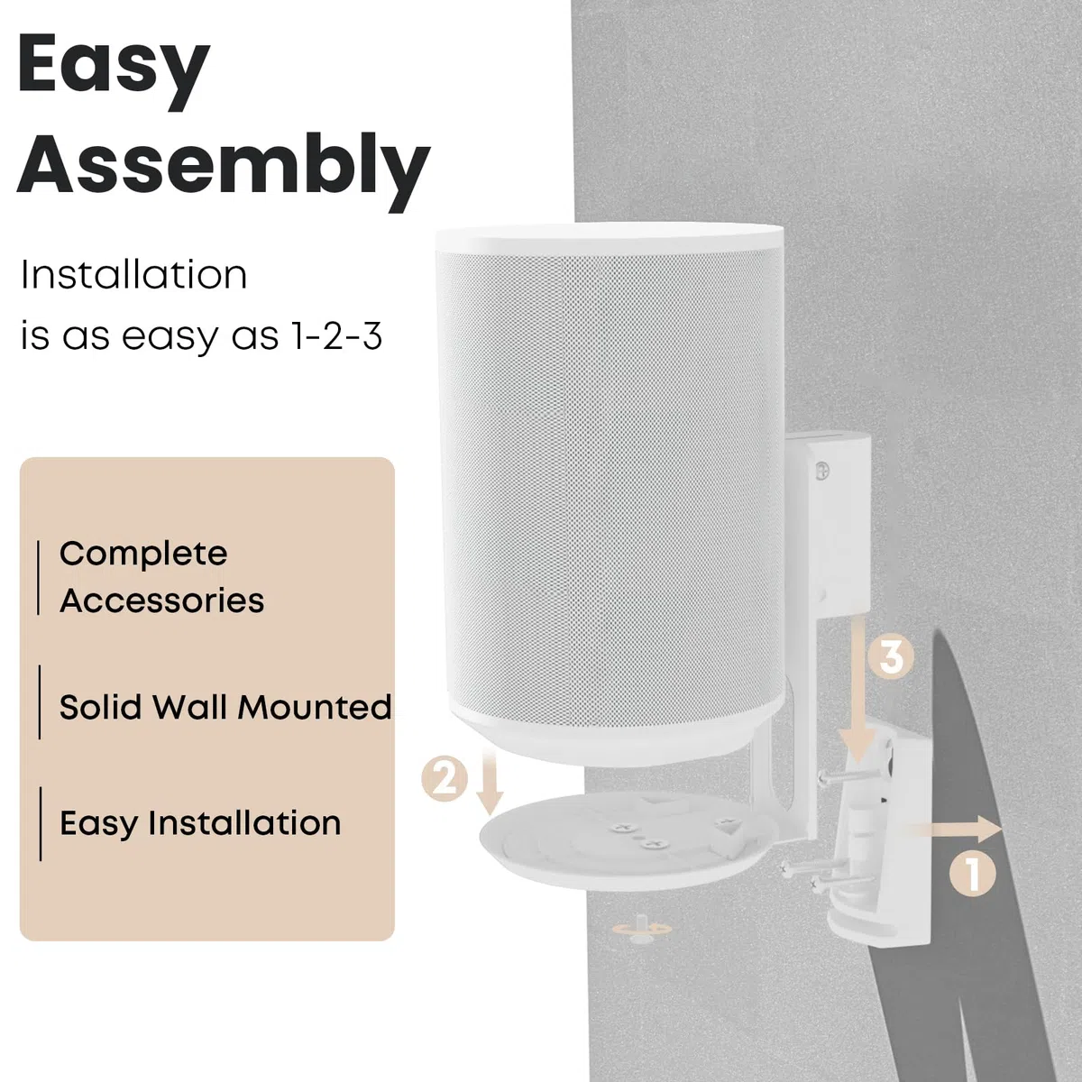 PUTORSEN Soporte de pared para altavoces Sonos Era 100, giratorio/inclinable/gestión de cables, soporte de pared para un mejor disfrute de audio, soporta hasta 3 kg (2 soportes, blanco)