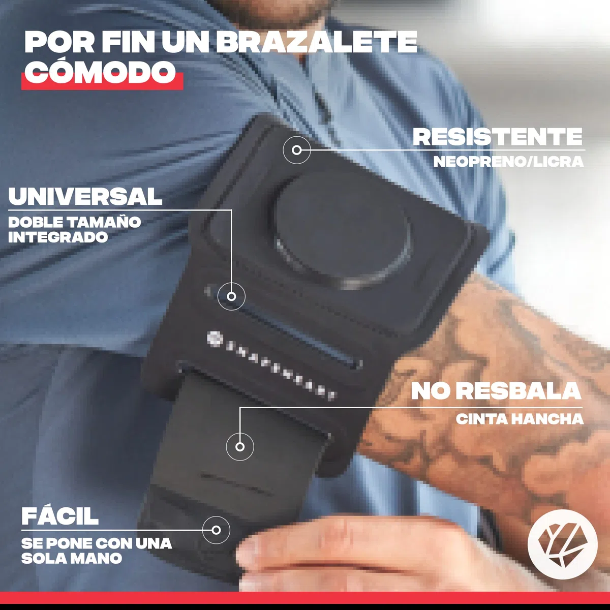 Shapeheart Brazalete Movil Deporte Magnetico - Funda Resistente al Agua Desmontable XL - Running, Trail, Montana - Acceso Smartphone de un Gesto - Brazo 20 a 38 cm, Universal