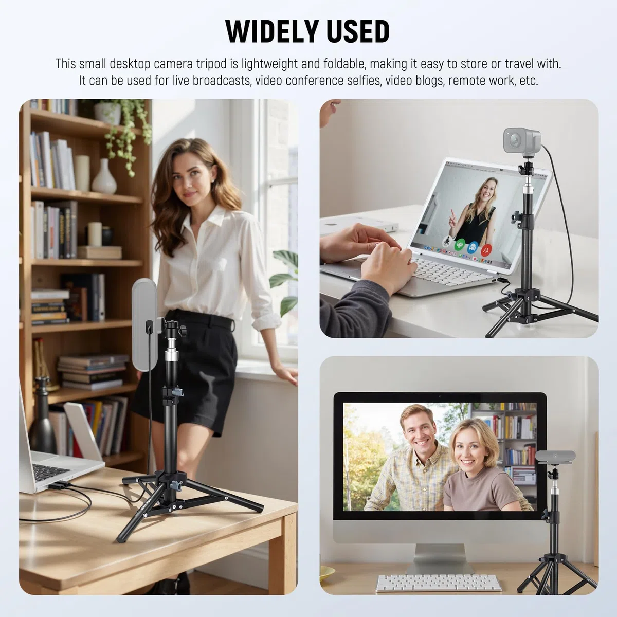 NEEWER Webcam Trípode Escritorio, Minicámara Trípode Mesa con Soporte Teléfono, Compatible con iPhone, Logitech Anker Emeet, Aro Luz para Gabación de Video, Transmisión en Vivo, Zoom Call, ST45B